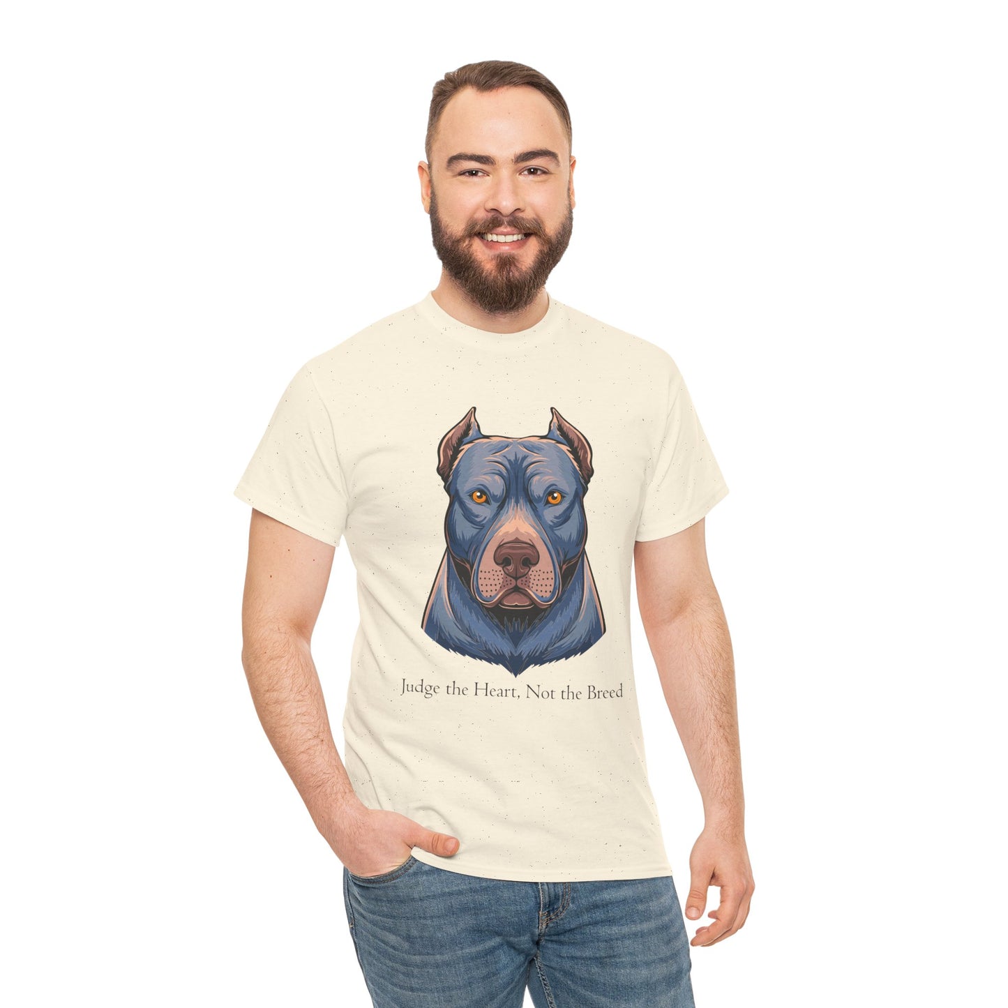 Camiseta unisex de algodón grueso Pit Bull - Juzga el corazón, no la raza