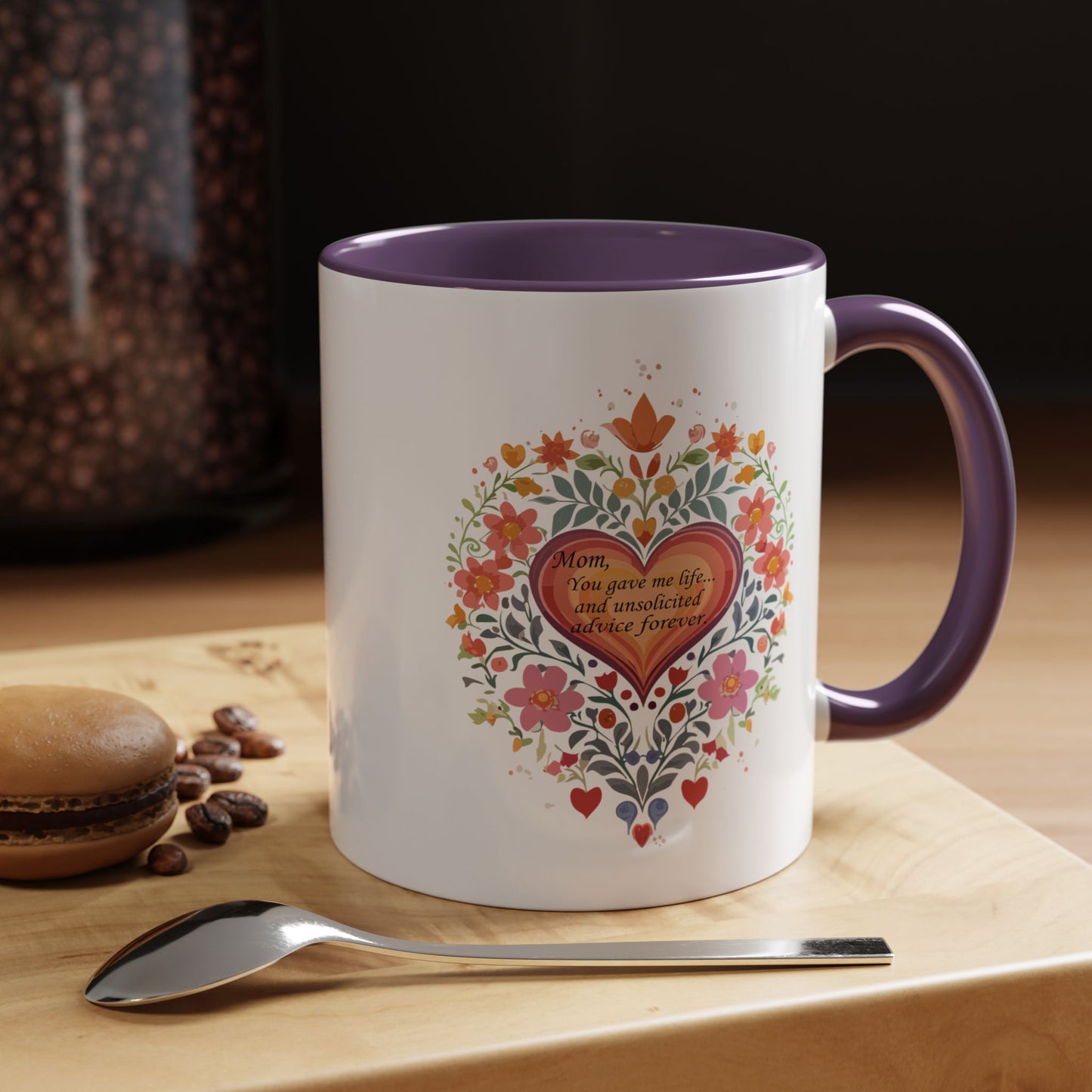 Mom Appreciation Heart Coffee Mug | Floral Design | 11 & 15oz Accent Mug