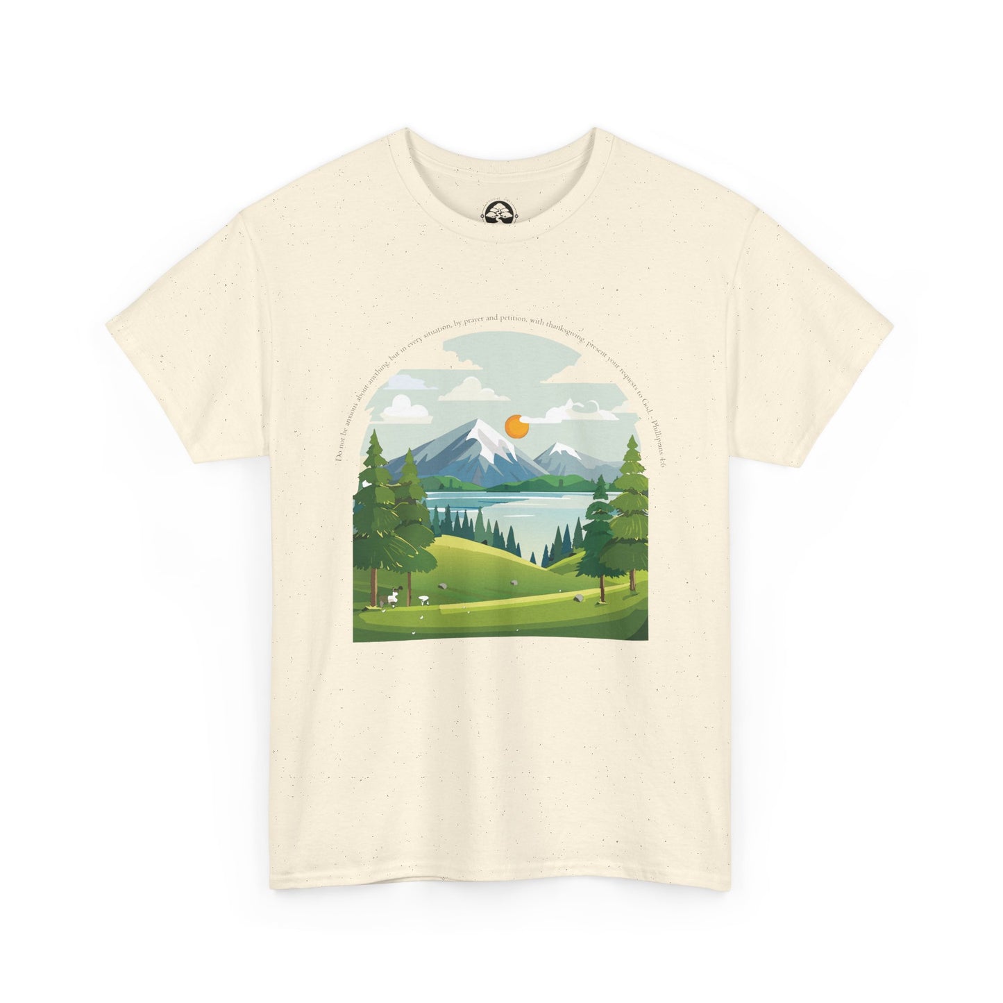 Camiseta unisex de algodón grueso inspirada en la naturaleza con texto bíblico: perfecta para amantes de las actividades al aire libre.