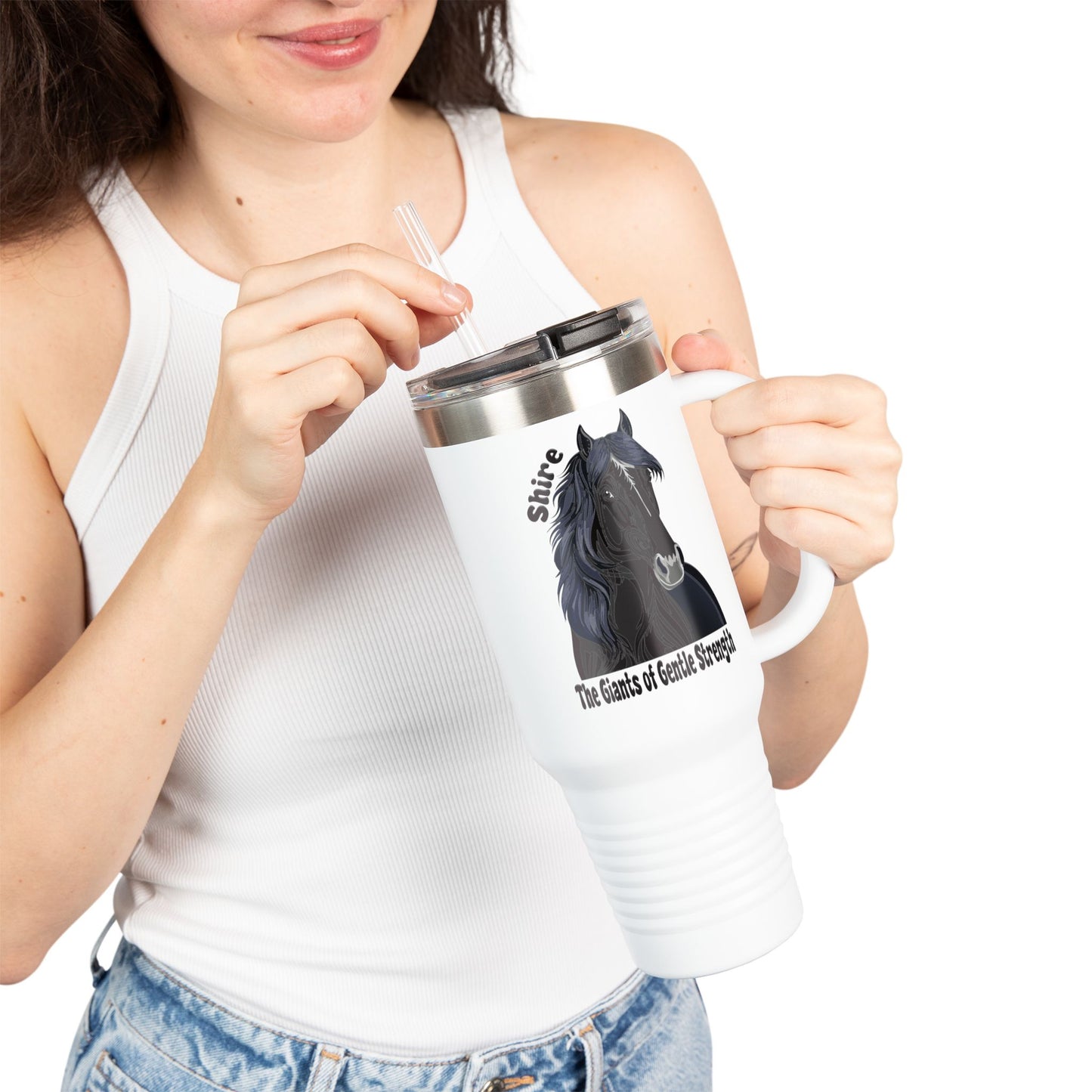 Shire Insulated Travel Mug - Shire Horse Design, 40oz - Perfect for Horse Lovers