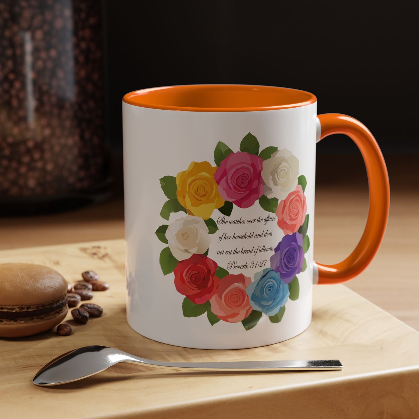 Inspirational Floral Coffee Mug for Mom- Proverbs 31:27