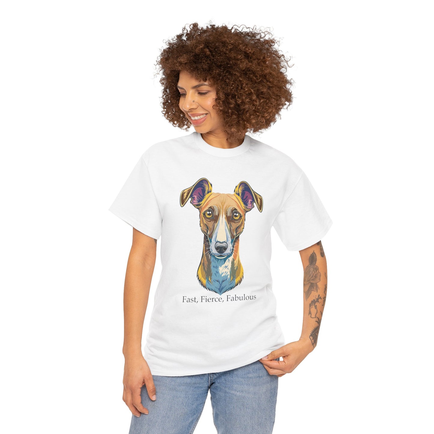 Whippet - Camiseta unisex de algodón grueso, rápida, feroz y fabulosa