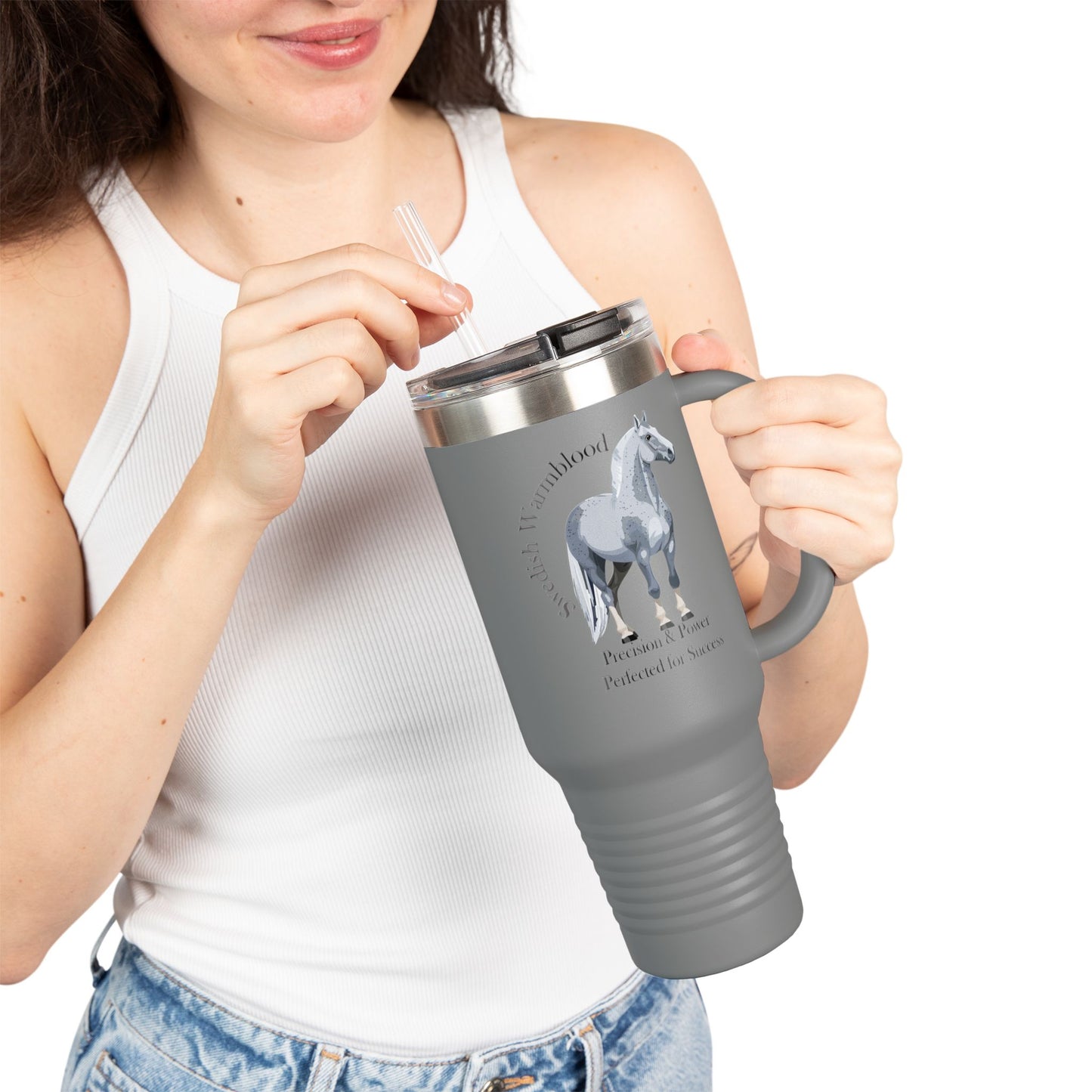 Swedish Warmblood Insulated Travel Mug - Swedish Warmblood Design for Equestrian Enthusiasts