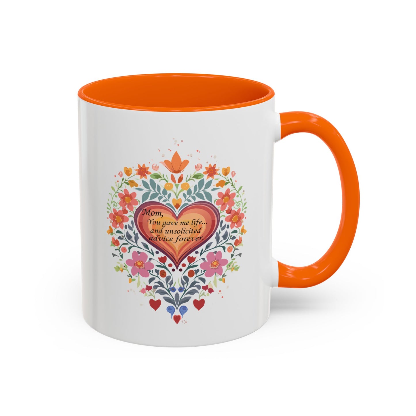 Mom Appreciation Heart Coffee Mug | Floral Design | 11 & 15oz Accent Mug