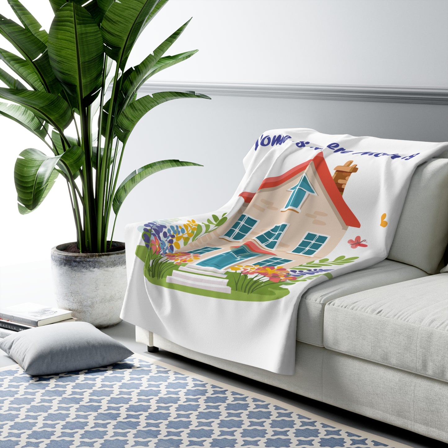 Cozy Sherpa Fleece Blanket - 'Home is Where Mom Is'