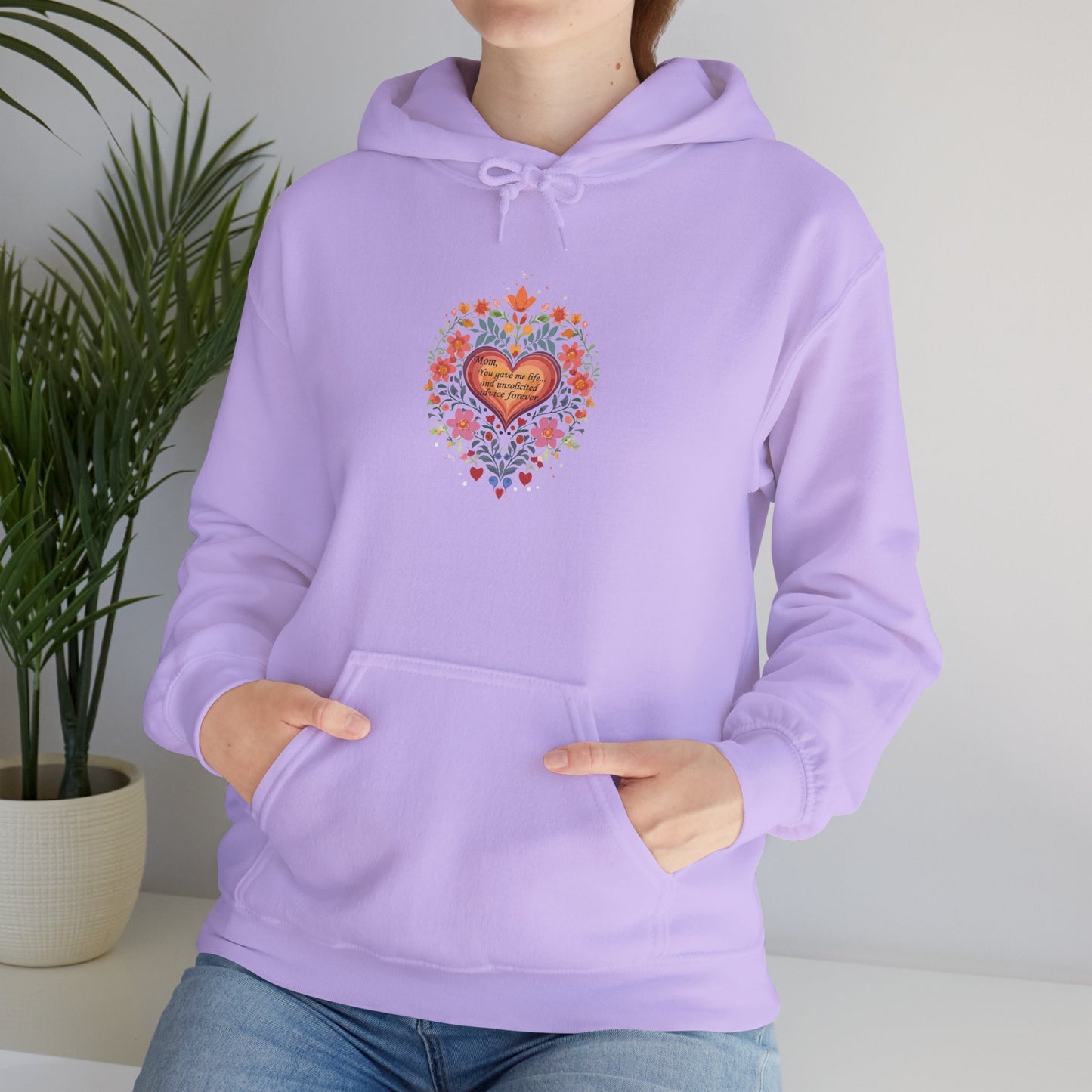 Mom, You Gave Me Life... Colorful Heart Floral Hoodie - Unisex Heavy Blend™ Comfort