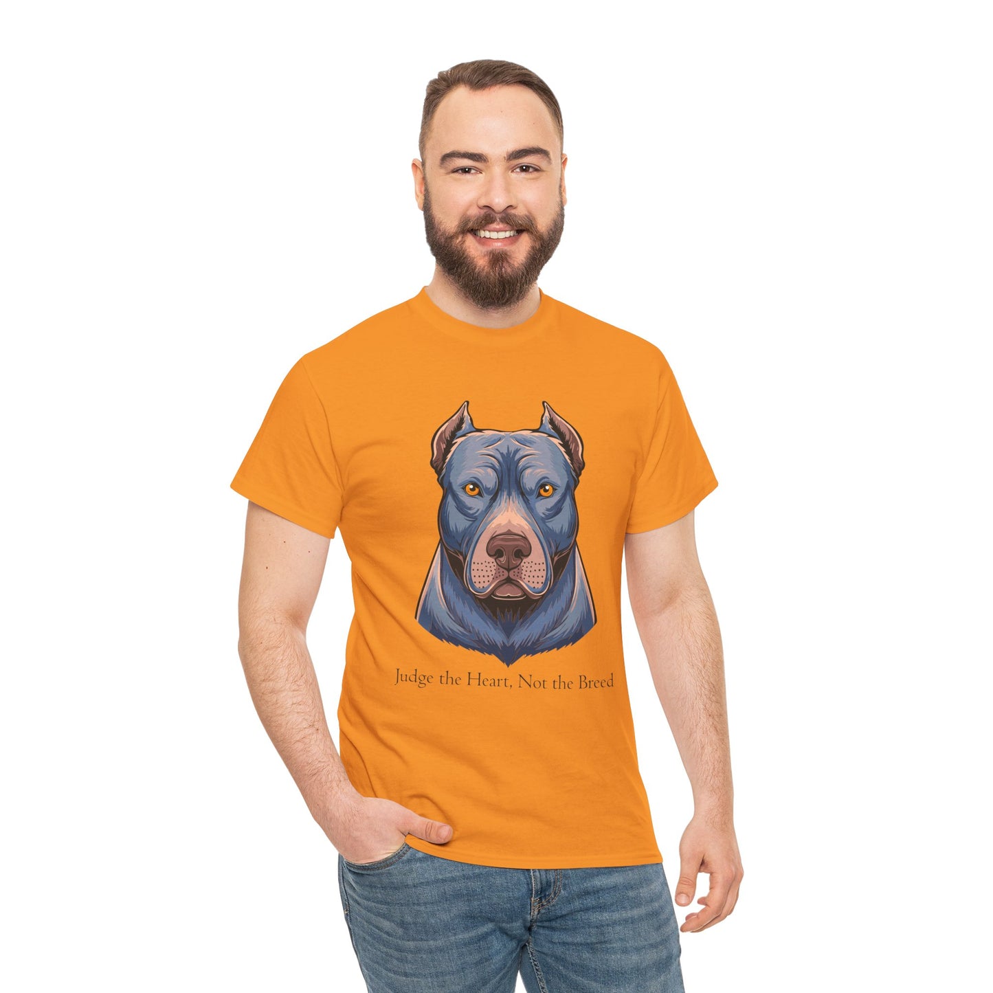 Camiseta unisex de algodón grueso Pit Bull - Juzga el corazón, no la raza