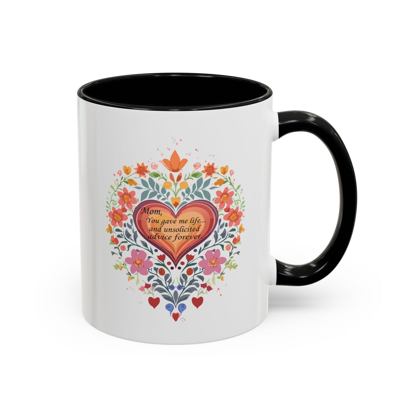 Mom Appreciation Heart Coffee Mug | Floral Design | 11 & 15oz Accent Mug