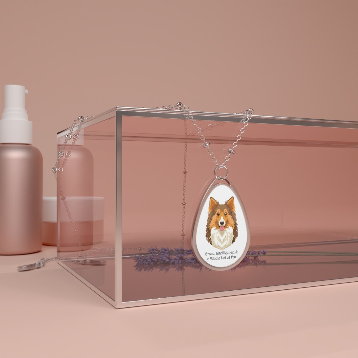 Collar de perro pastor de Shetland: colgante ovalado con ilustración de mascota