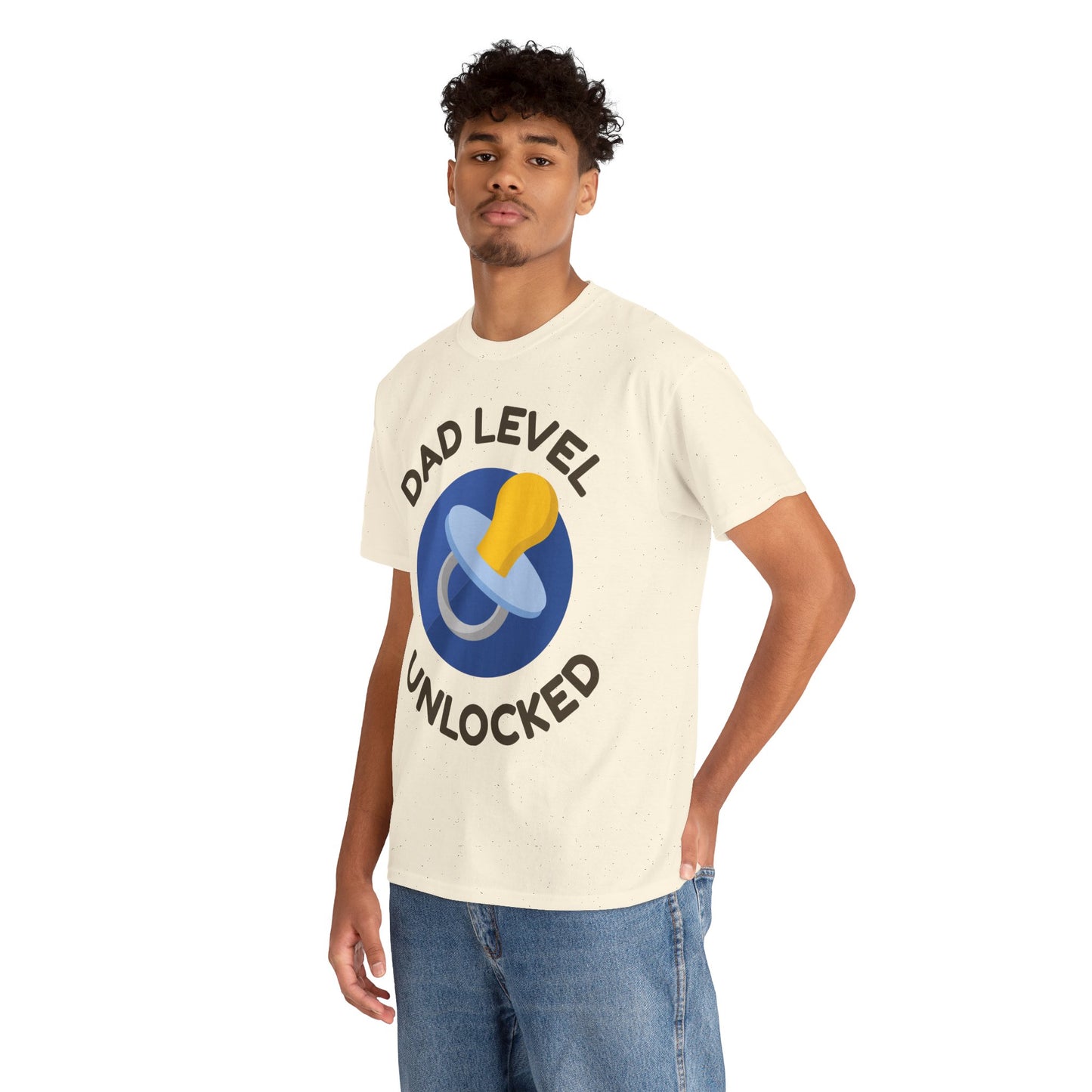 Dad Level Unlocked T-Shirt - Unisex Heavy Cotton Tee for New Dads