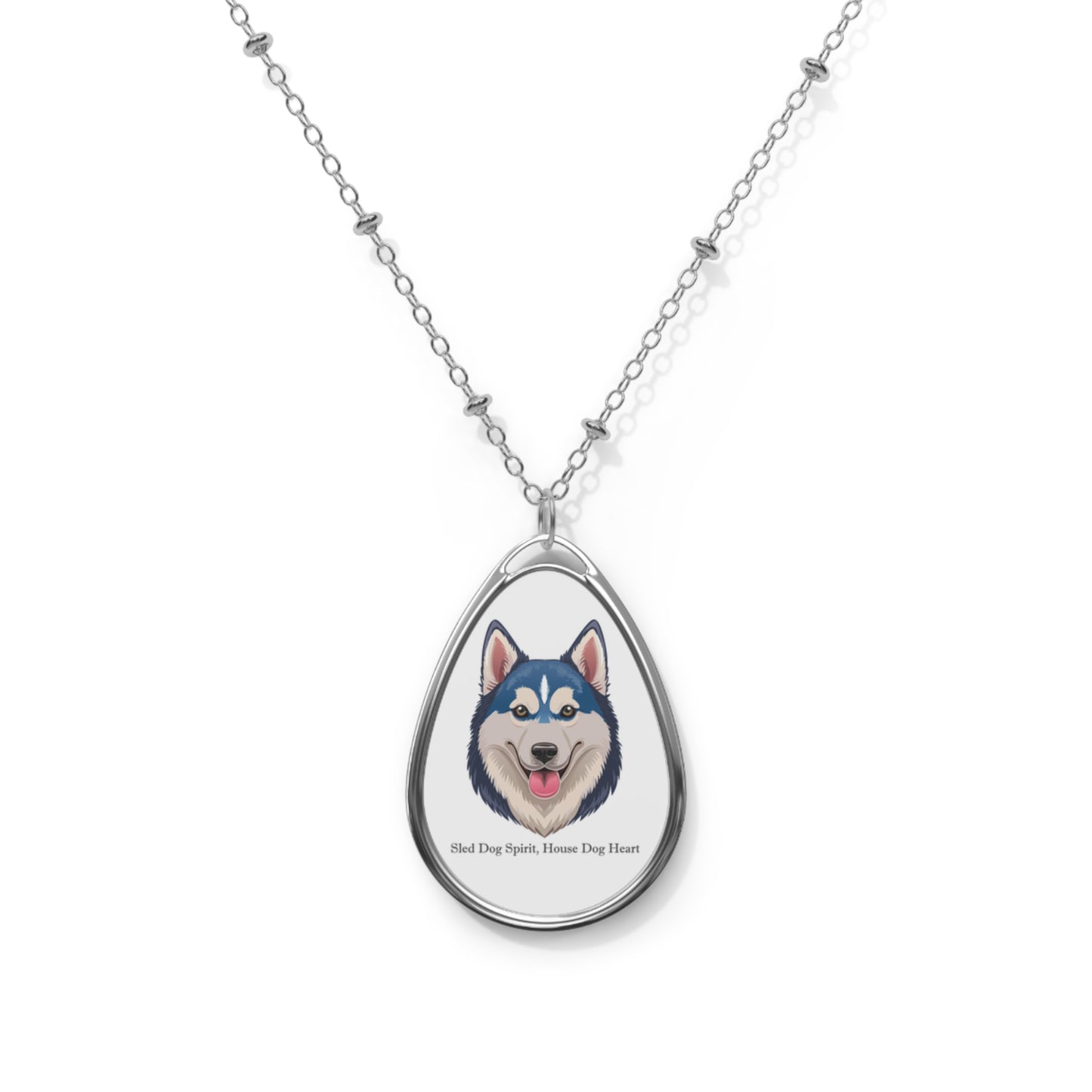 Siberian Huskey Oval Necklace - Sled Dog Spirit Design