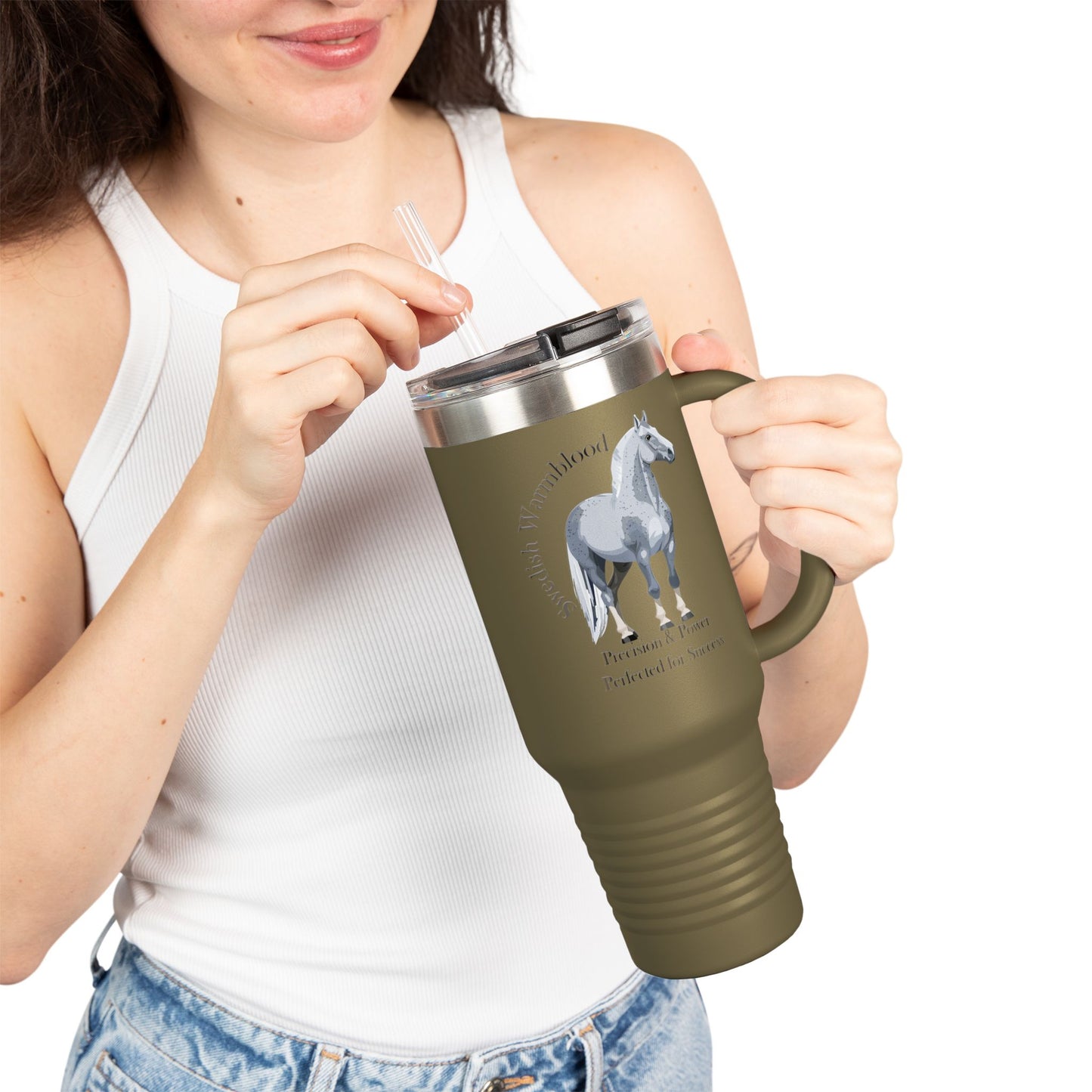 Swedish Warmblood Insulated Travel Mug - Swedish Warmblood Design for Equestrian Enthusiasts