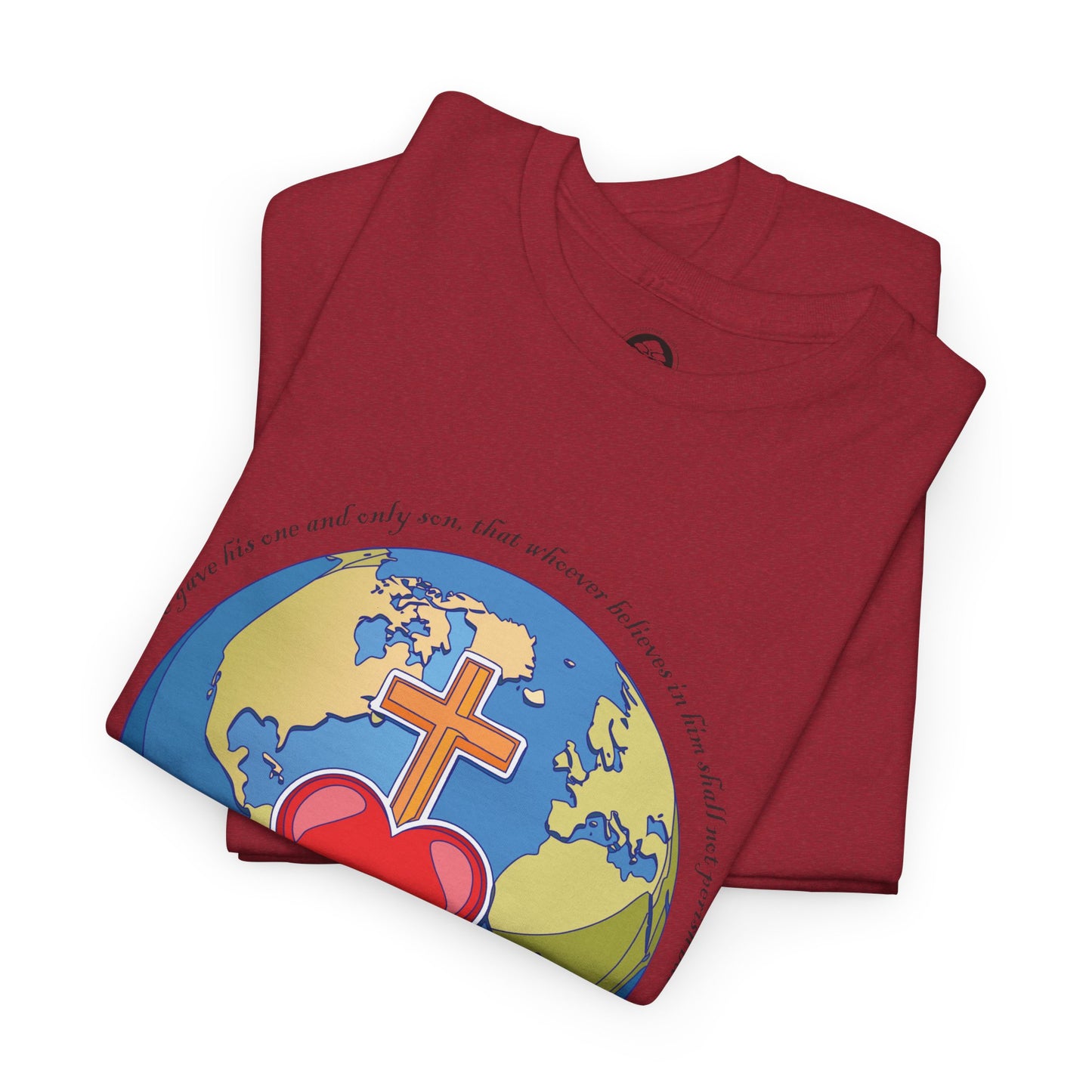 Camiseta de algodón unisex ecológica - Diseño "Porque tanto amó Dios al mundo"