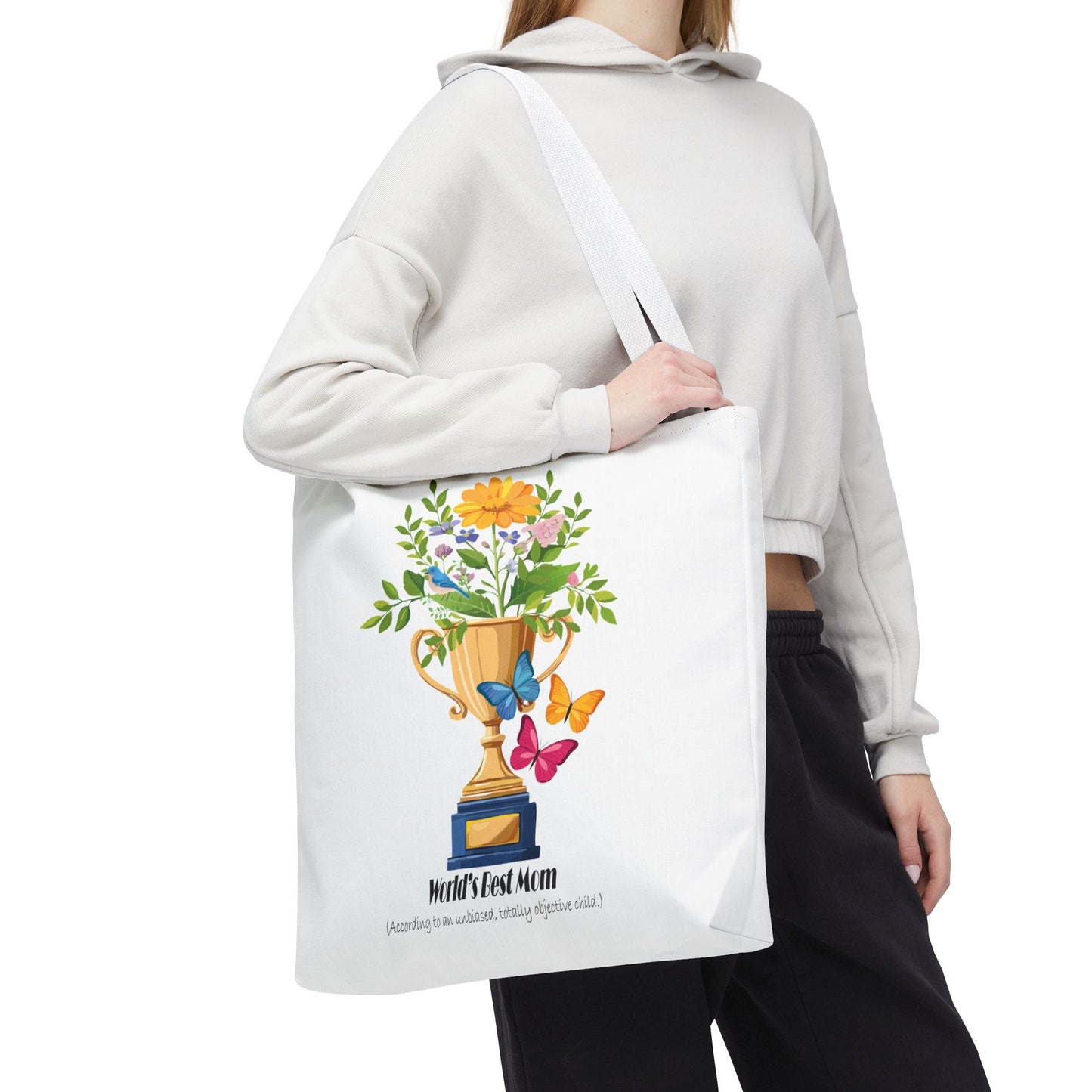Floral Trophy Tote Bag - World's Best Mom Design
