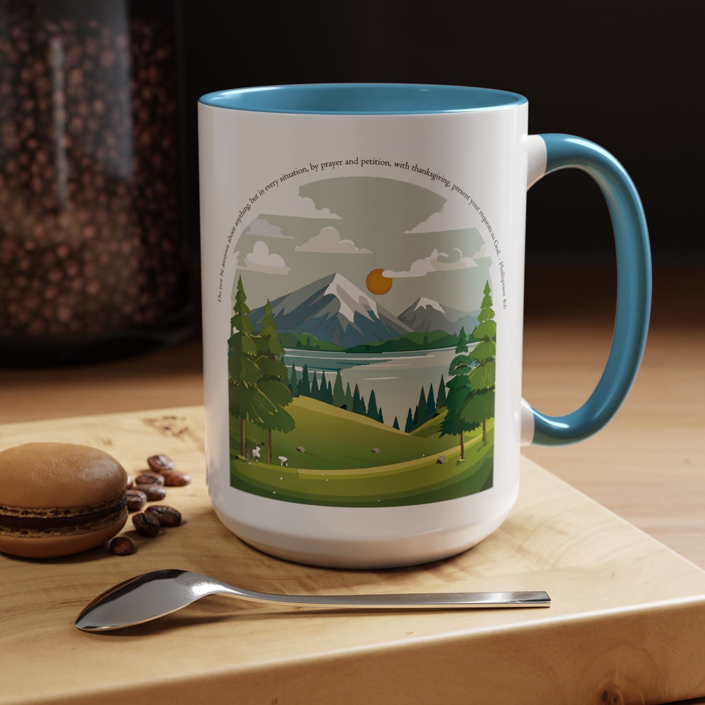 Taza de café inspiradora de naturaleza: perfecta para amantes de las actividades al aire libre y motivación matutina.