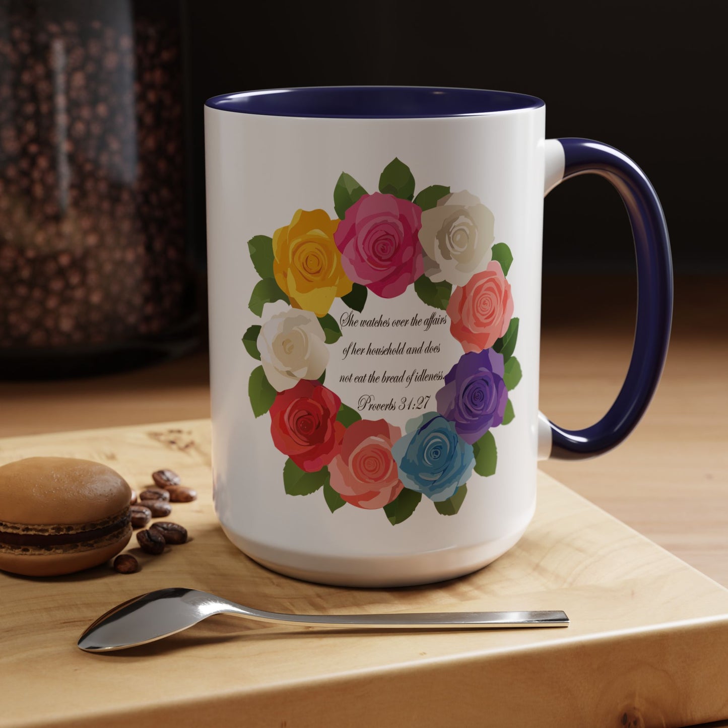 Inspirational Floral Coffee Mug for Mom- Proverbs 31:27