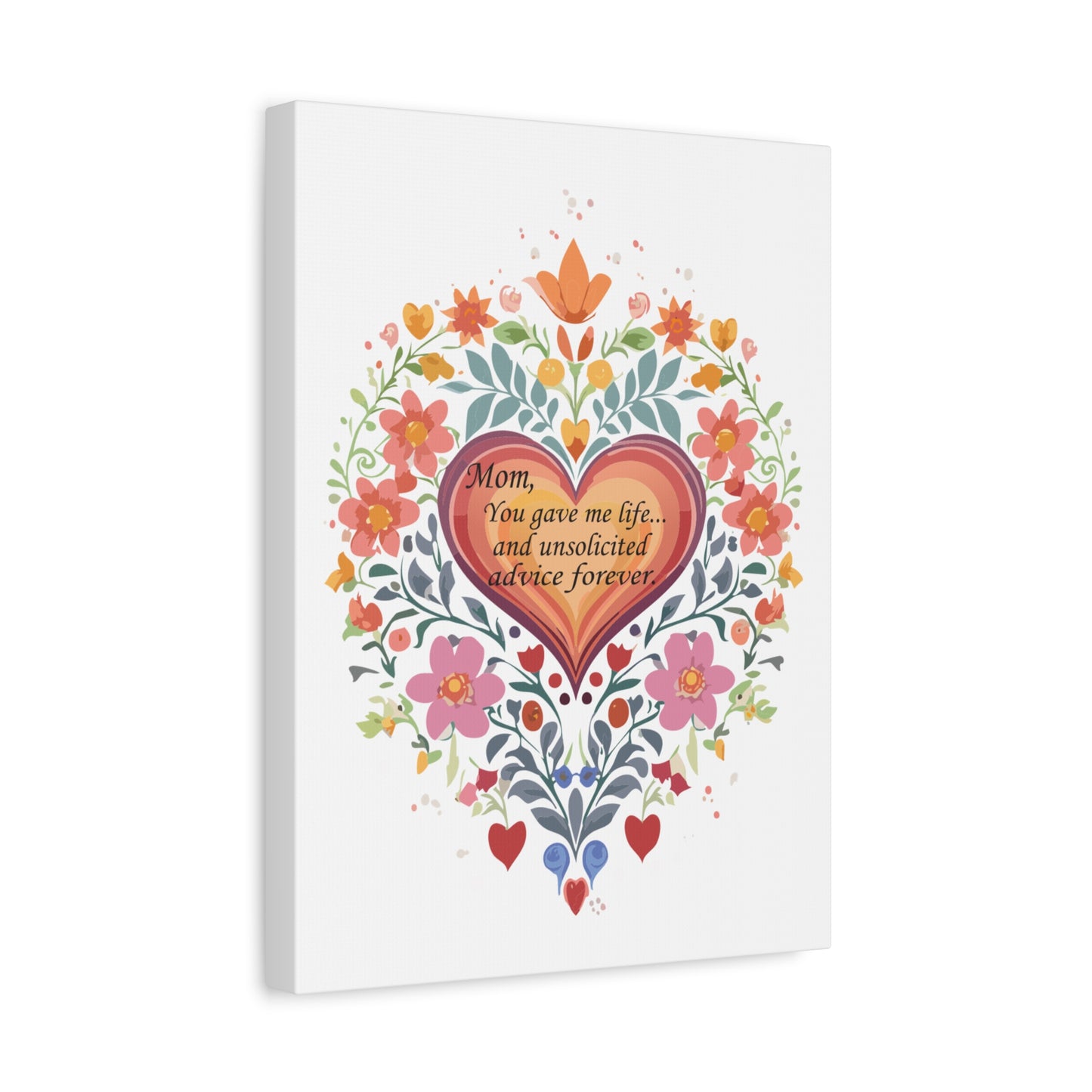 Floral Heart Canvas Art - Perfect Gift for Mom