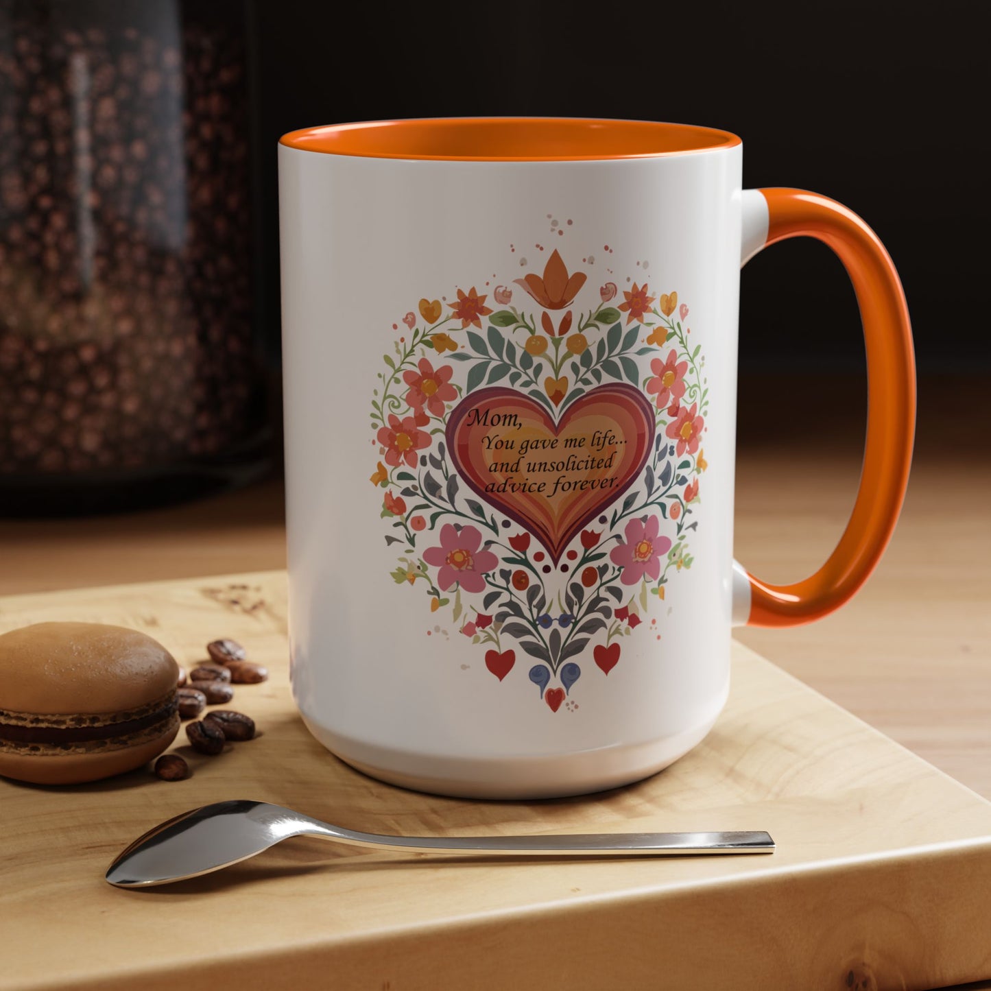 Mom Appreciation Heart Coffee Mug | Floral Design | 11 & 15oz Accent Mug