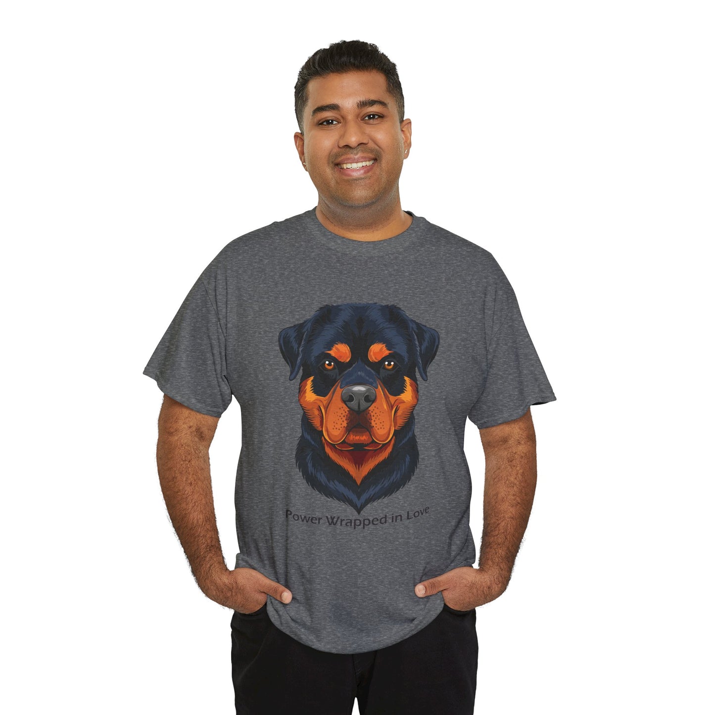 Camiseta unisex de algodón grueso Rottweiler - Power Wraped in Lover