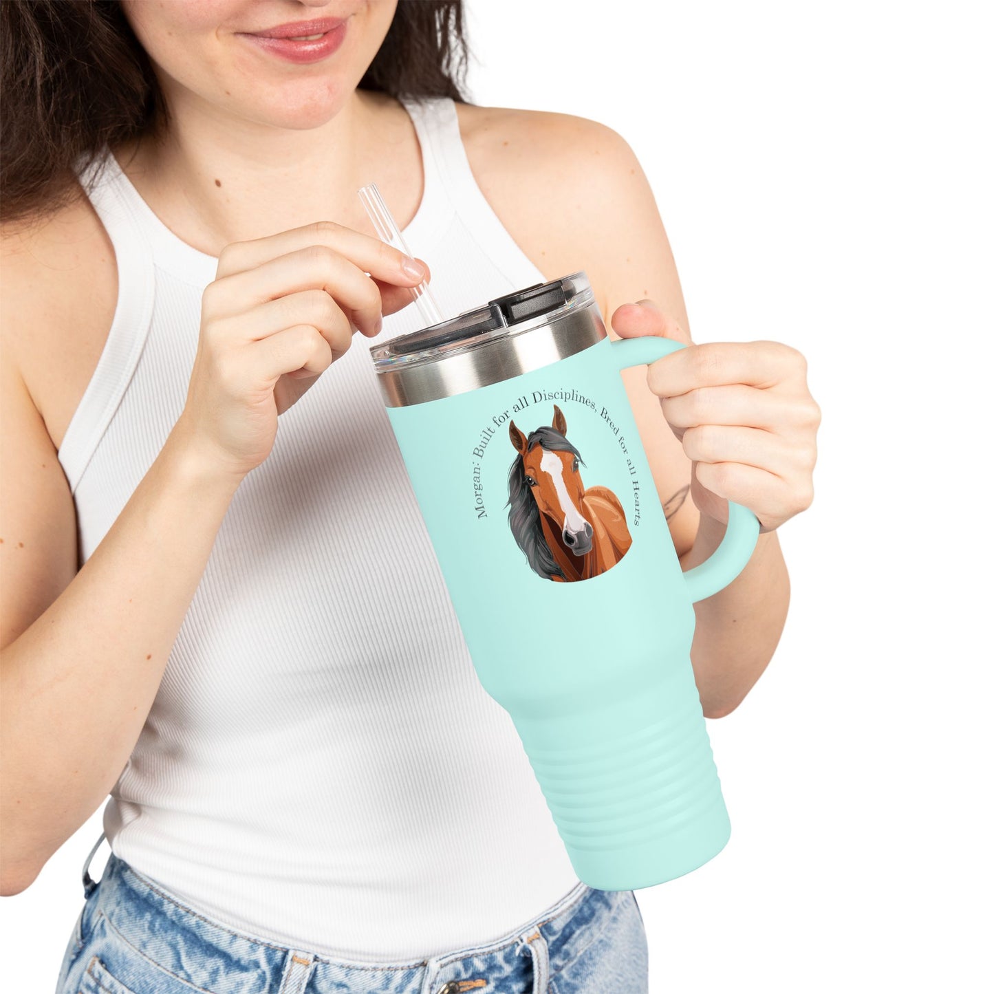 Morgan Equestrian Insulated Travel Mug – 40oz Horse Lover's Tumbler with Straw