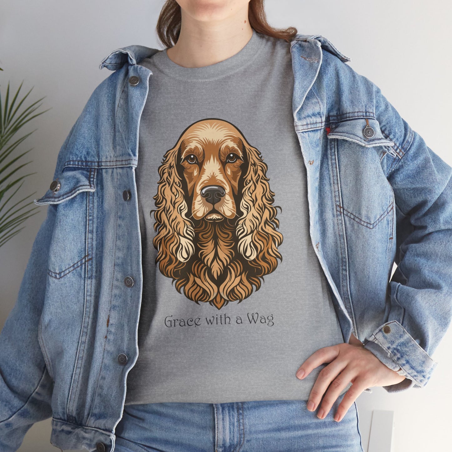Camiseta unisex de algodón grueso con diseño de Cocker Spaniel - Grace with a Wag