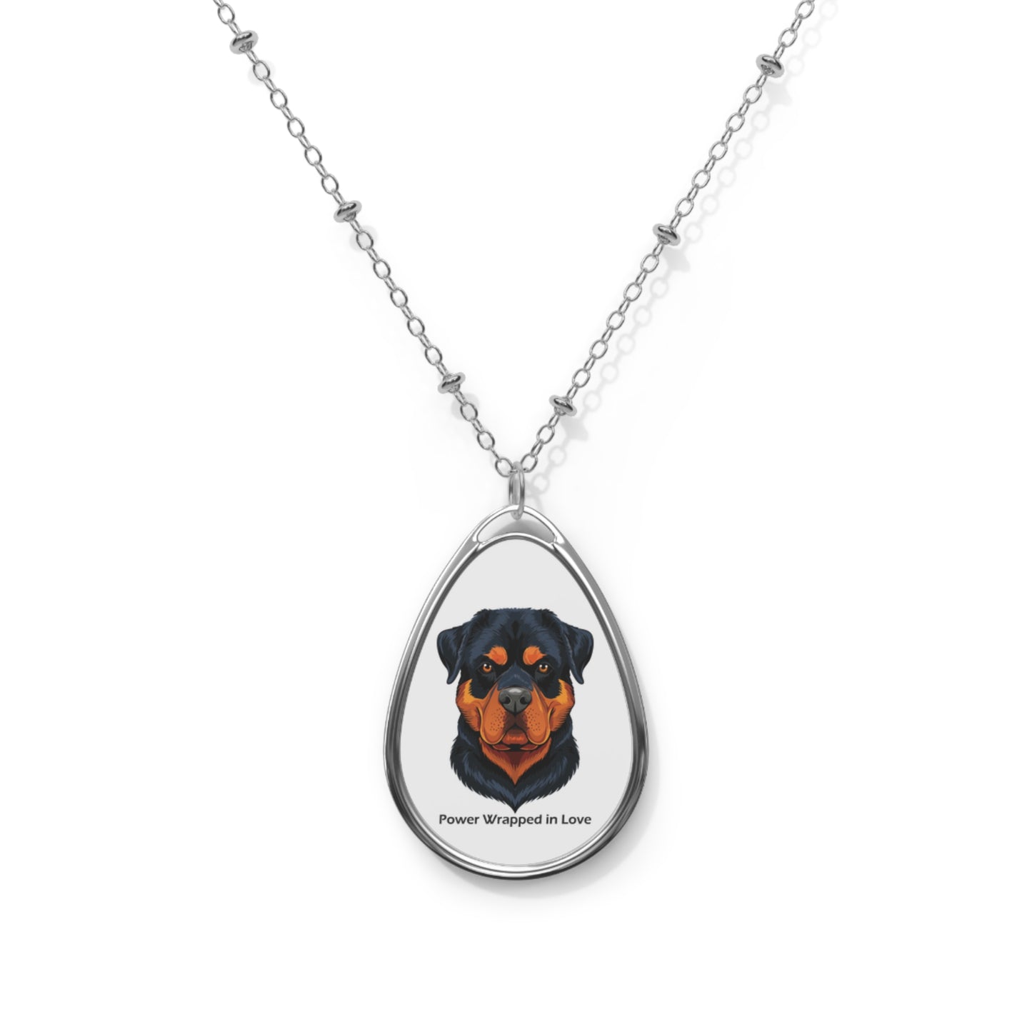 Rottweiler Oval Necklace - "Power Wrapped in Love"