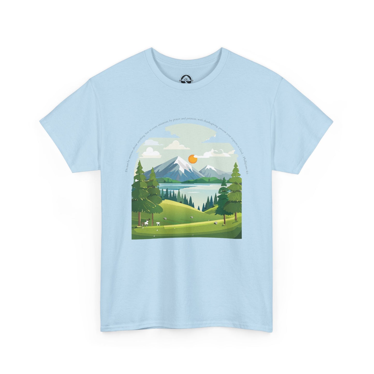 Camiseta unisex de algodón grueso inspirada en la naturaleza con texto bíblico: perfecta para amantes de las actividades al aire libre.