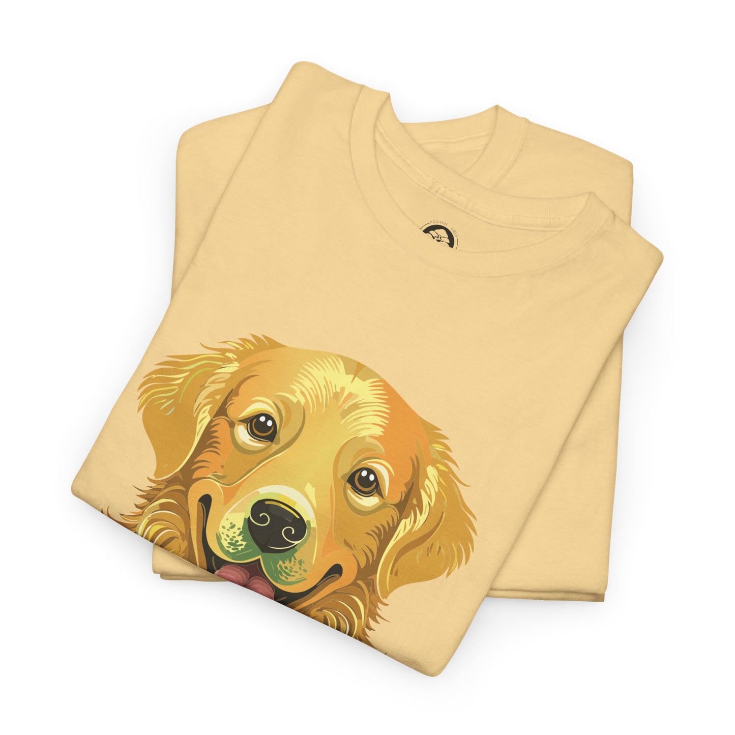 Golden Retriever - Camiseta unisex de algodón grueso con sol y sonrisas doradas