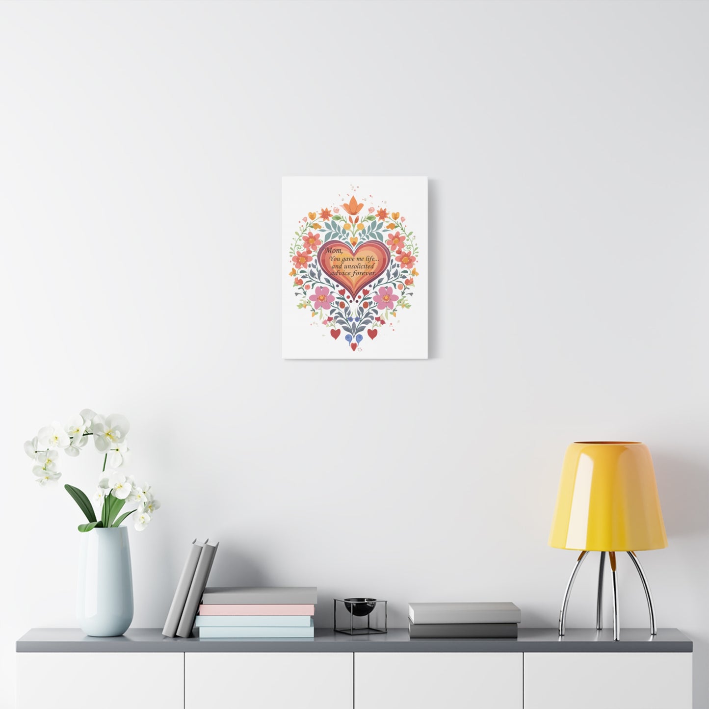 Floral Heart Canvas Art - Perfect Gift for Mom