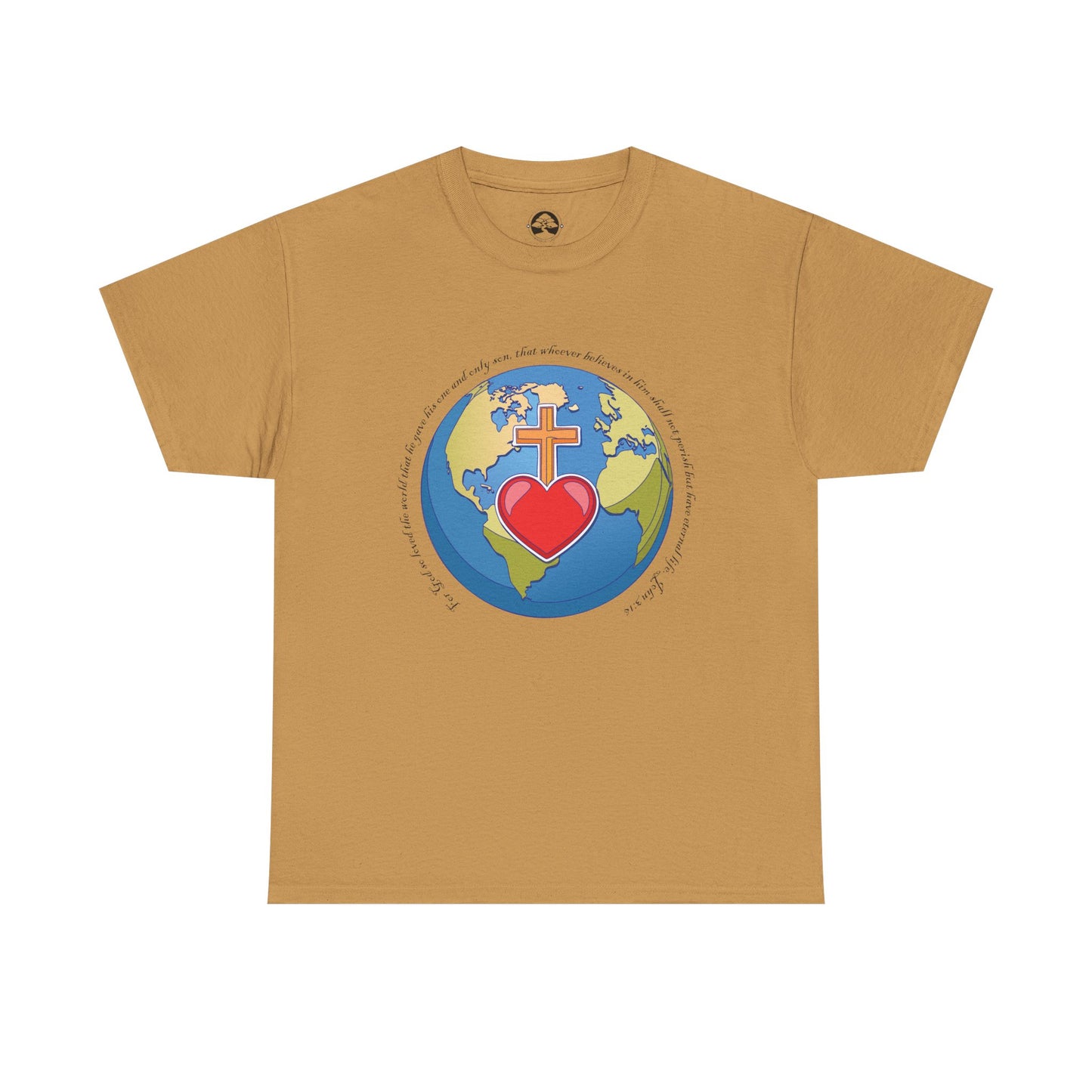 Camiseta de algodón unisex ecológica - Diseño "Porque tanto amó Dios al mundo"