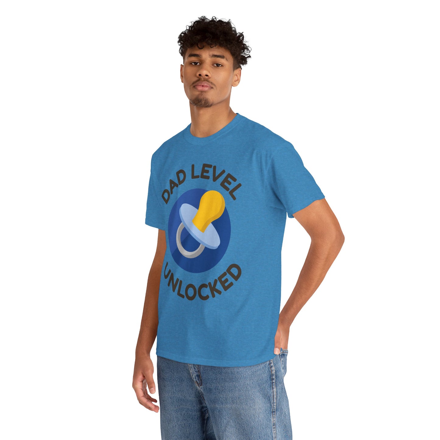 Dad Level Unlocked T-Shirt - Unisex Heavy Cotton Tee for New Dads