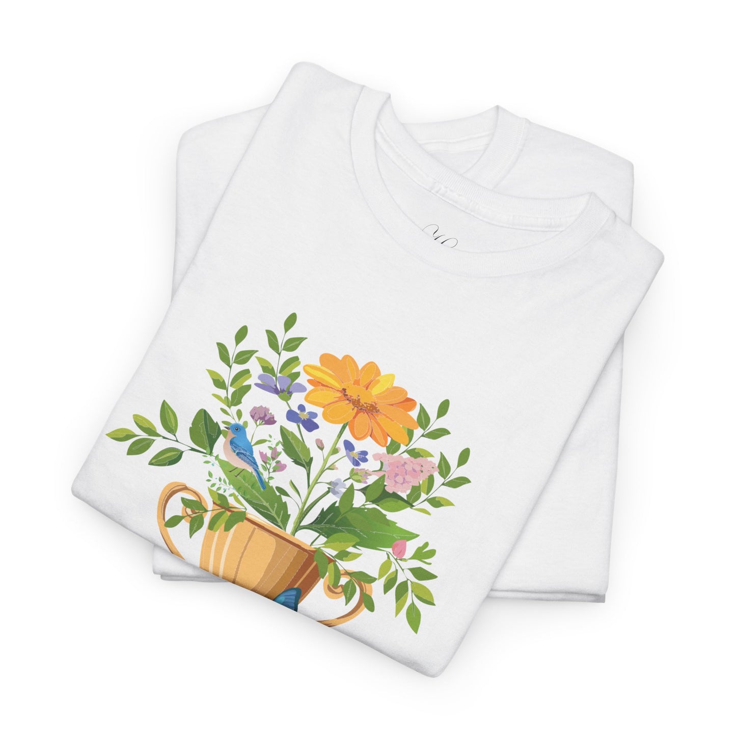 Floral Trophy for Mom Unisex Heavy Cotton Tee - Celebrating Achievement with Butterflies