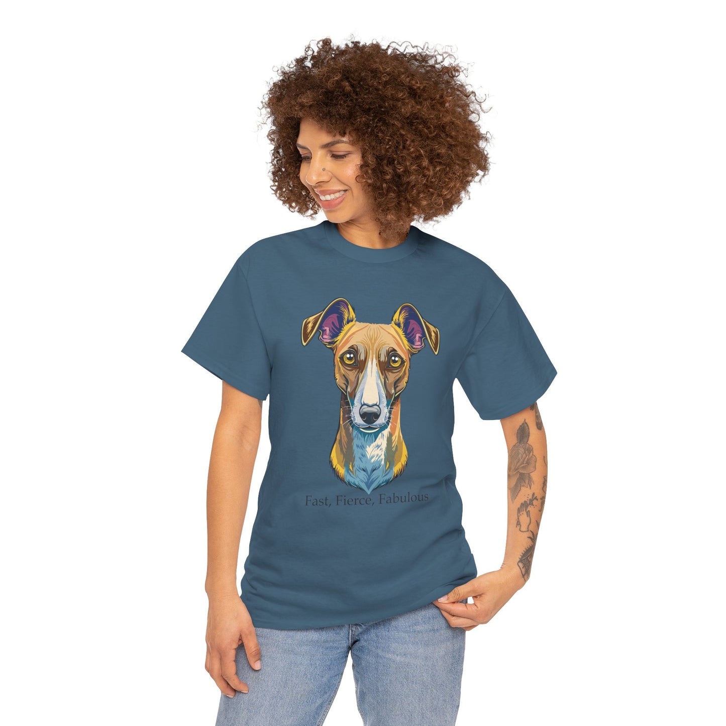 Whippet - Camiseta unisex de algodón grueso, rápida, feroz y fabulosa