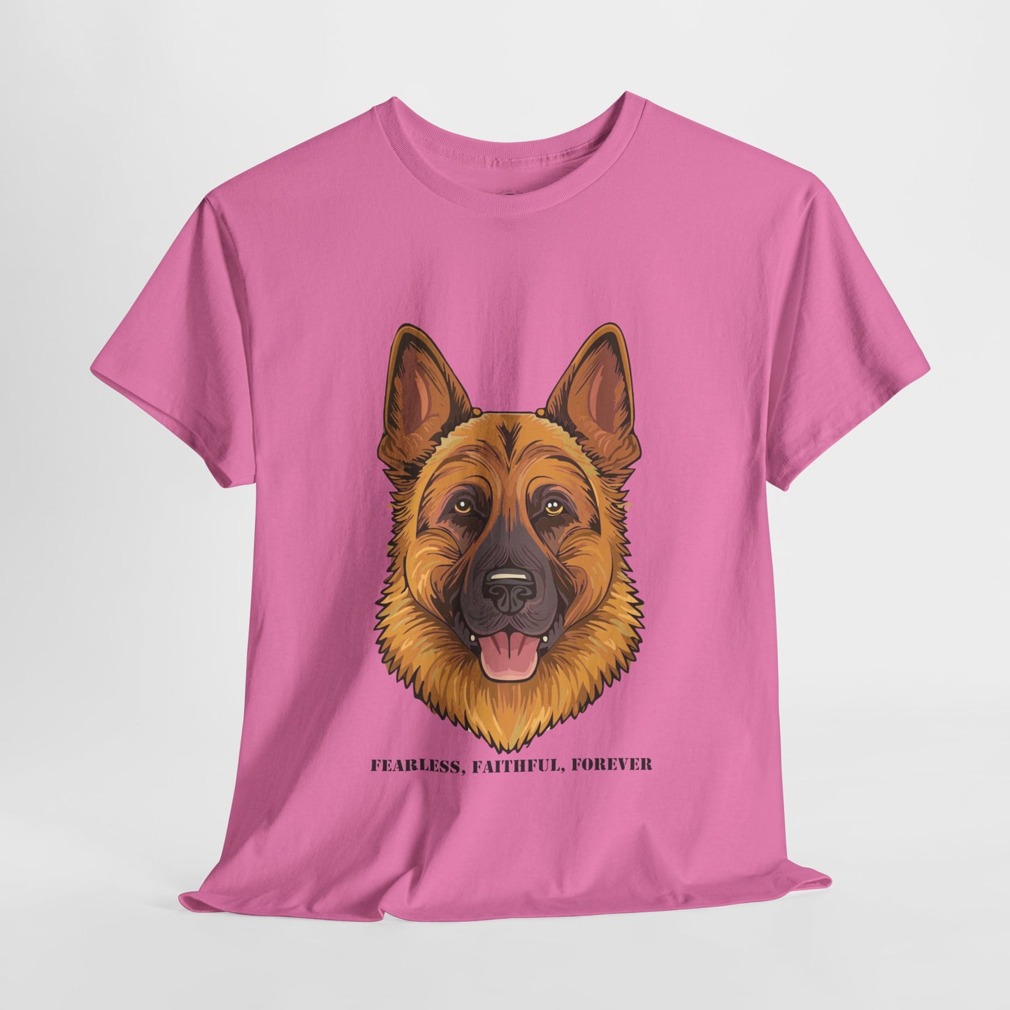 Camiseta unisex de algodón grueso con diseño de pastor alemán: valiente, fiel y eterno.