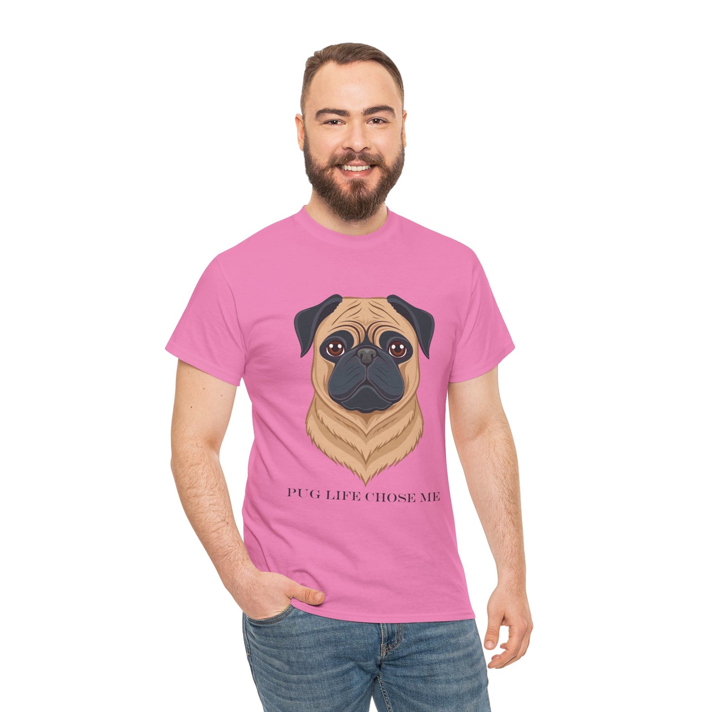 Pug - Camiseta unisex de algodón grueso "La vida de Pug me eligió"