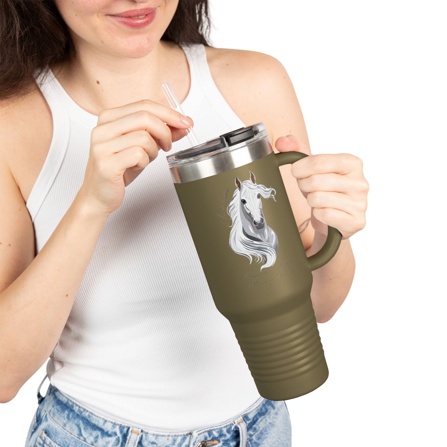 Elegant Andalusian Horse Design Insulated Travel Mug - 40oz Reusable Tumbler