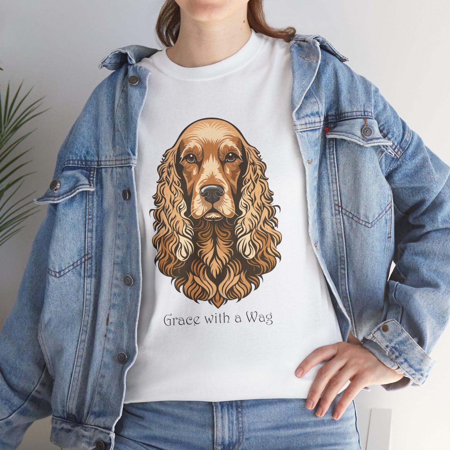 Camiseta unisex de algodón grueso con diseño de Cocker Spaniel - Grace with a Wag