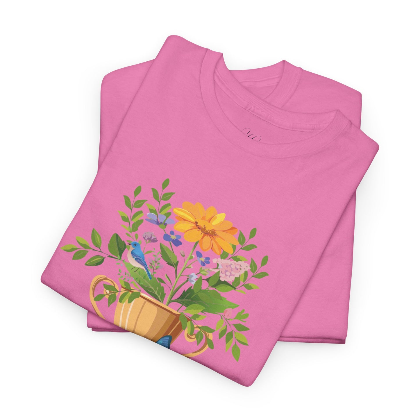 Floral Trophy for Mom Unisex Heavy Cotton Tee - Celebrating Achievement with Butterflies