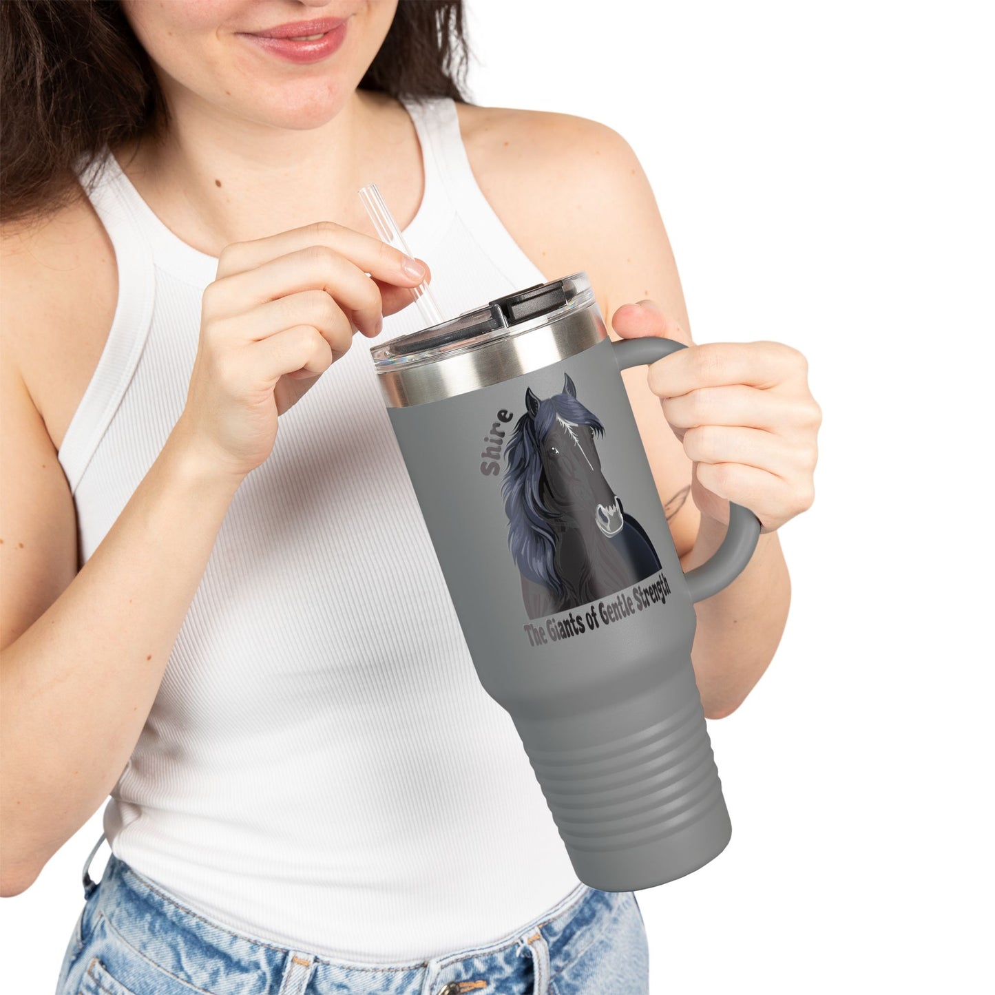 Shire Insulated Travel Mug - Shire Horse Design, 40oz - Perfect for Horse Lovers