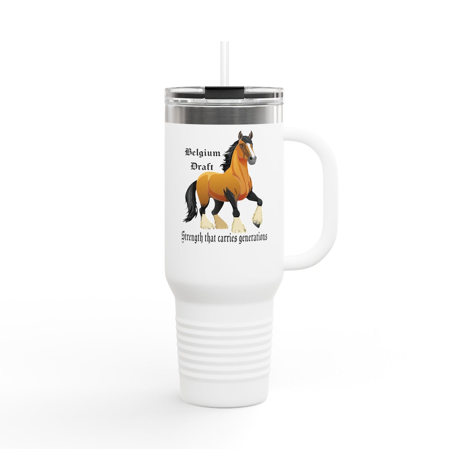 Belgium Draft Horse Insulated Travel Mug - 40oz with Straw