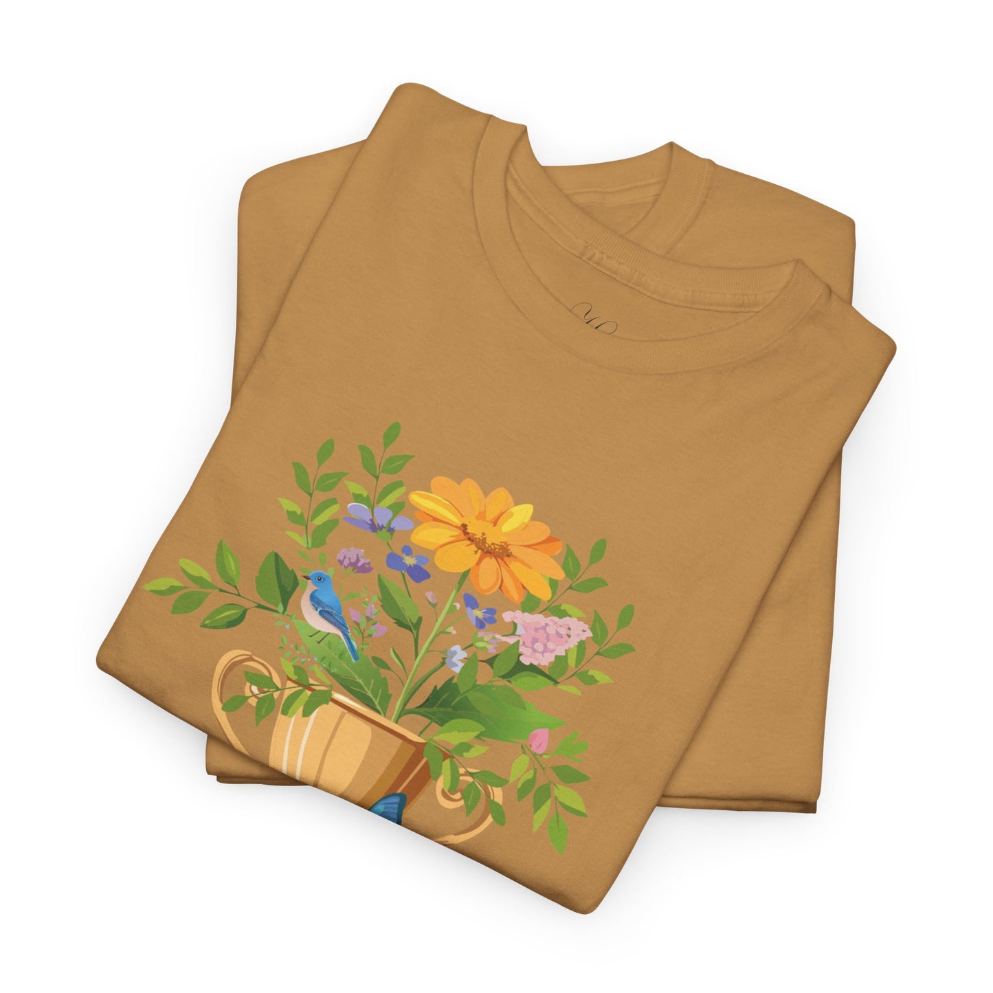 Floral Trophy for Mom Unisex Heavy Cotton Tee - Celebrating Achievement with Butterflies