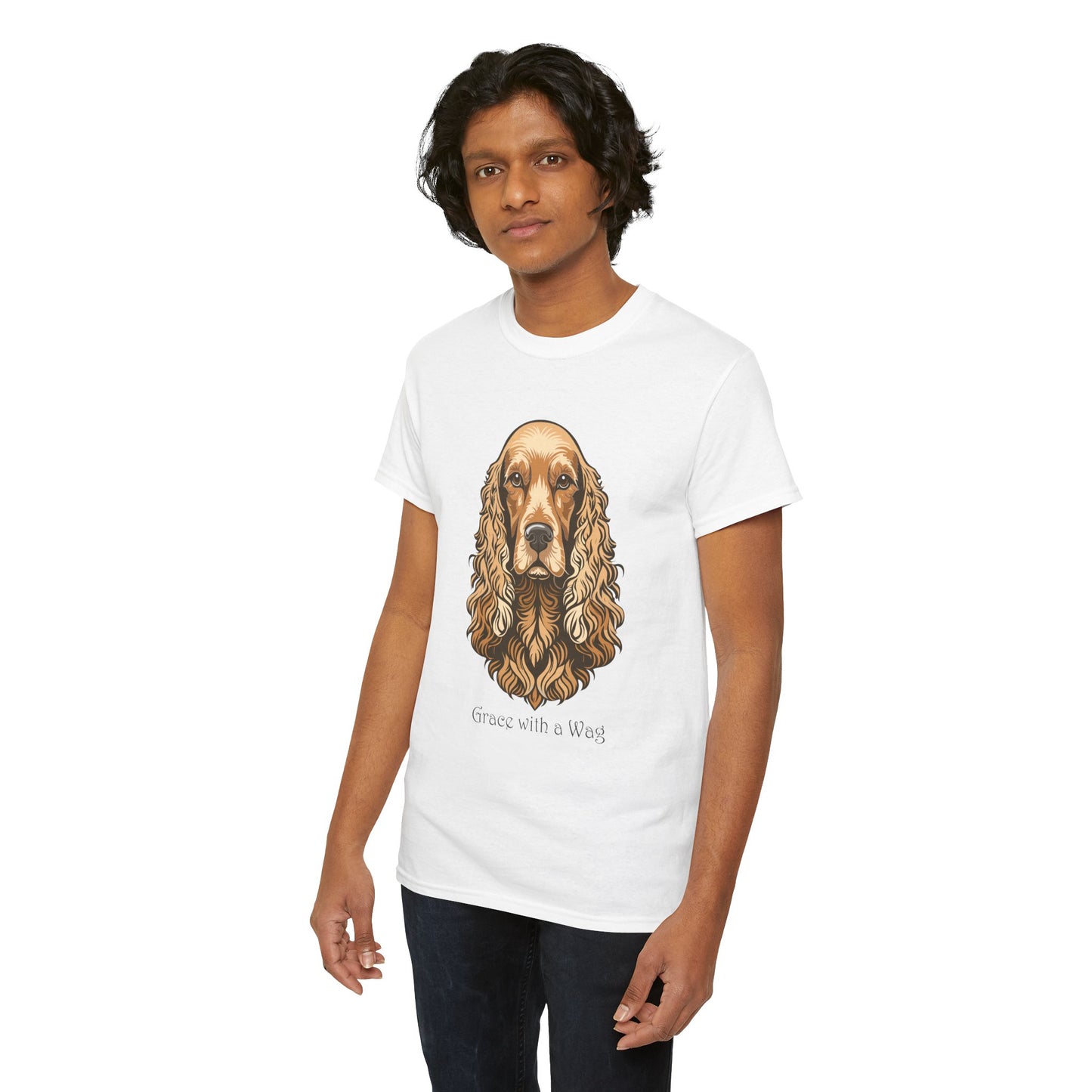 Camiseta unisex de algodón grueso con diseño de Cocker Spaniel - Grace with a Wag