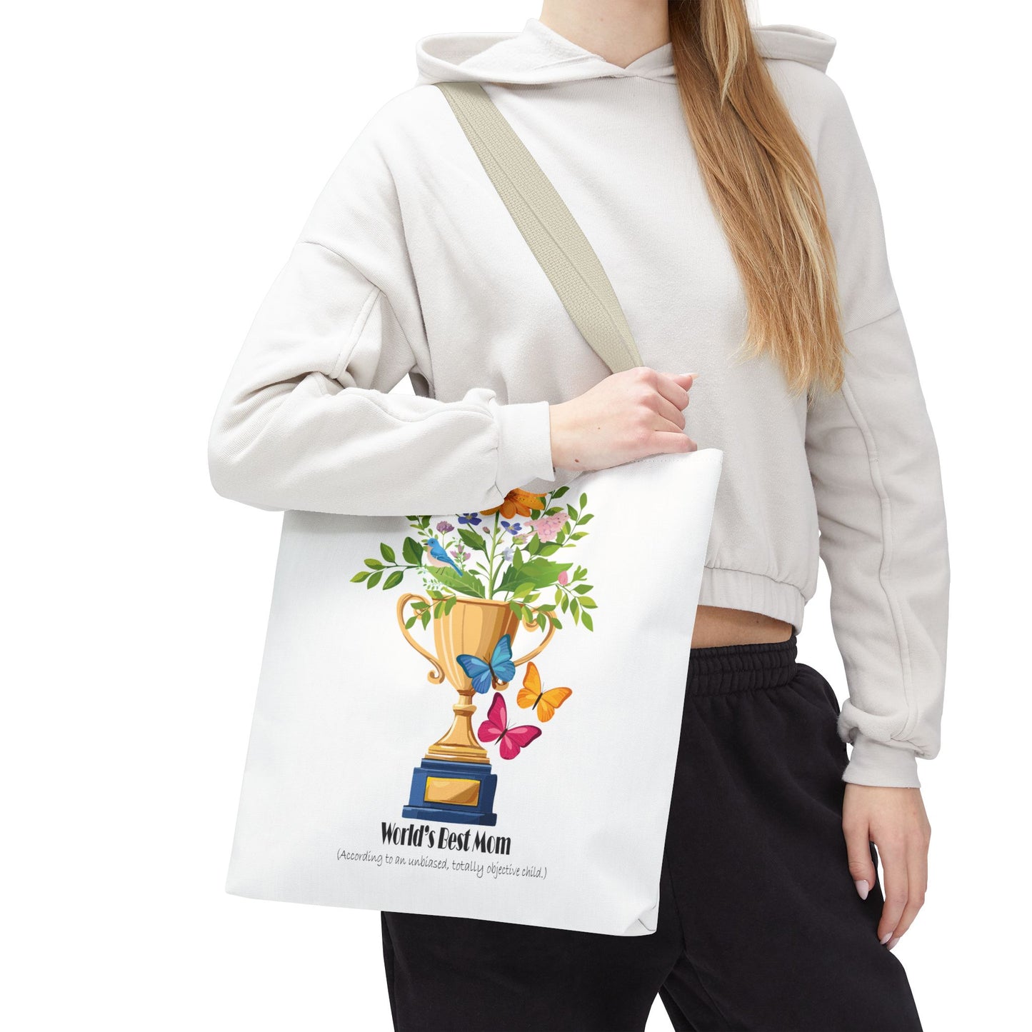 Floral Trophy Tote Bag - World's Best Mom Design