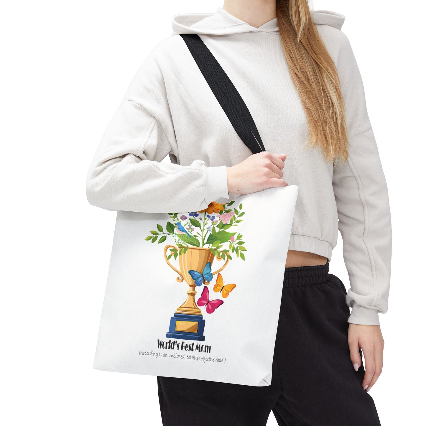 Floral Trophy Tote Bag - World's Best Mom Design