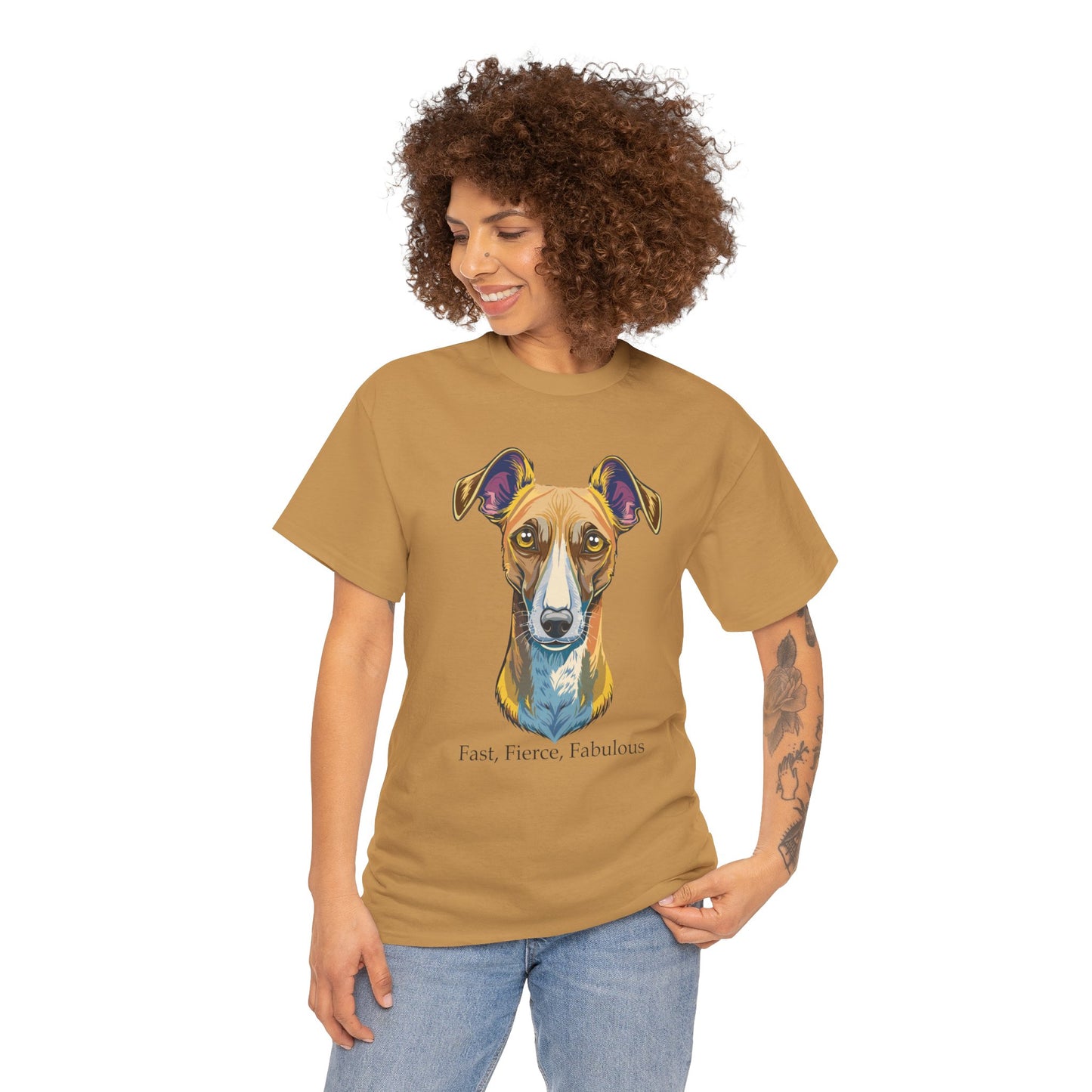 Whippet - Camiseta unisex de algodón grueso, rápida, feroz y fabulosa