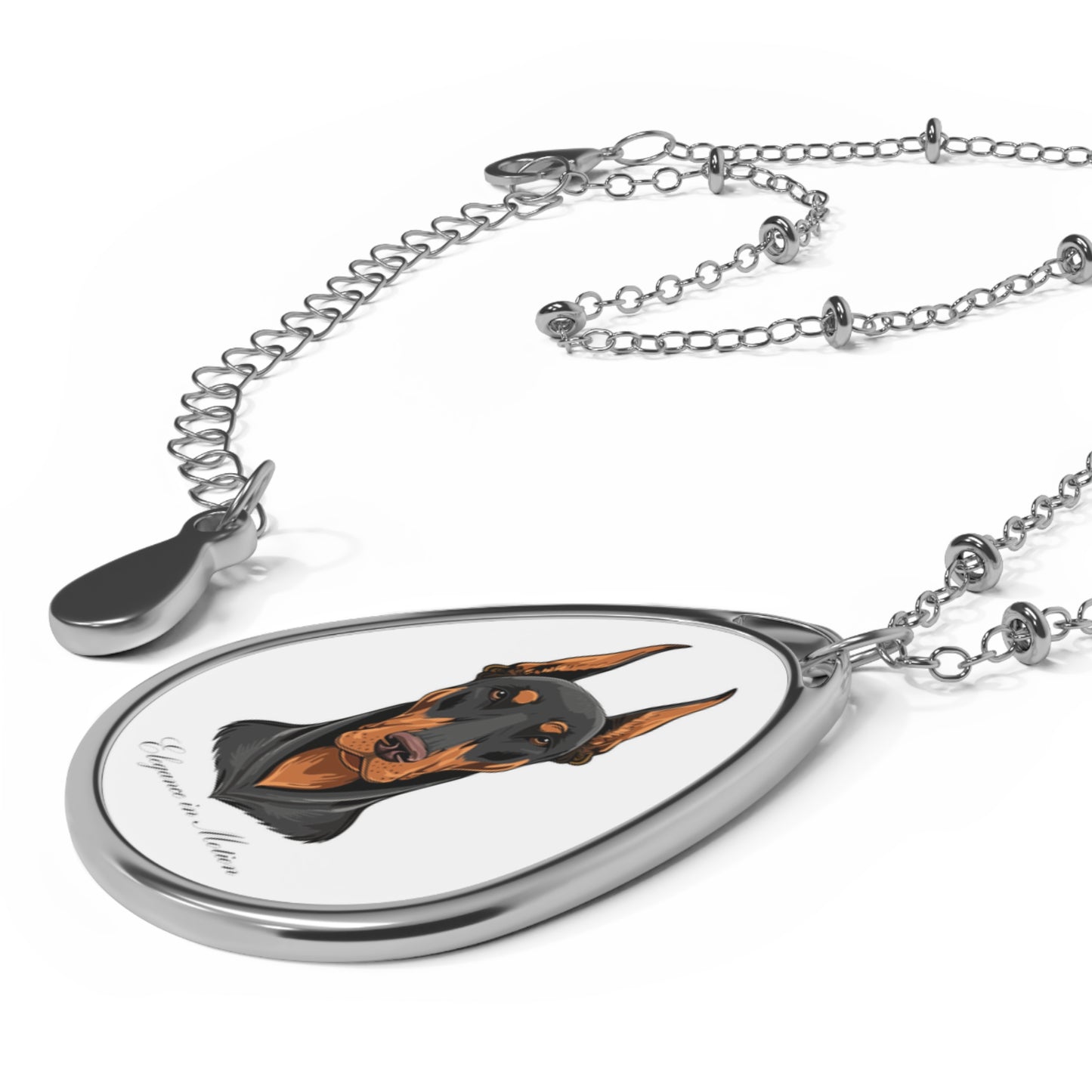 Doberman Oval Necklace - Pet Lover Jewelry