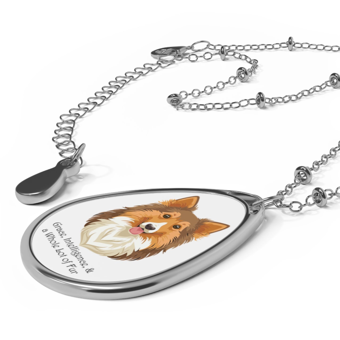 Collar de perro pastor de Shetland: colgante ovalado con ilustración de mascota