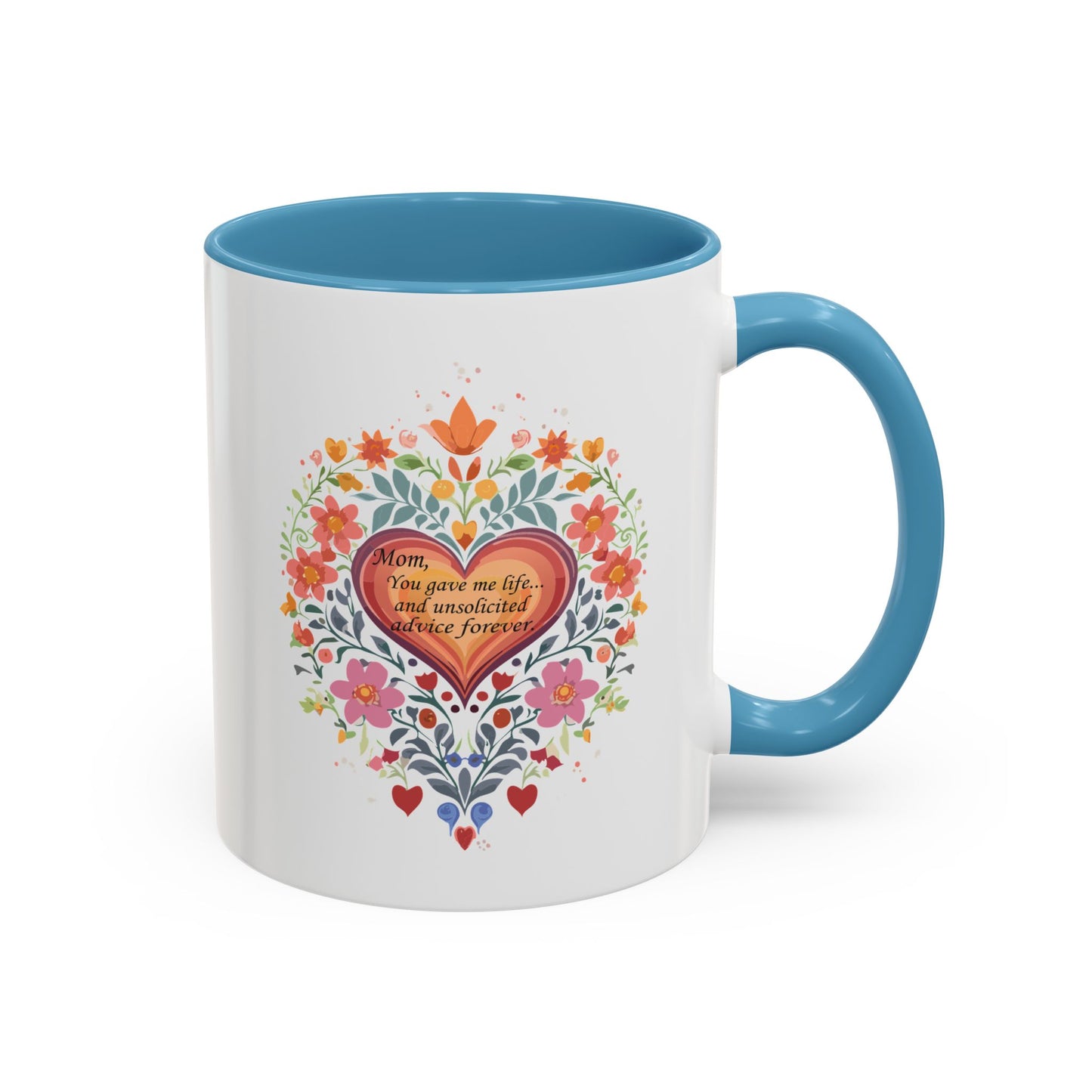 Mom Appreciation Heart Coffee Mug | Floral Design | 11 & 15oz Accent Mug