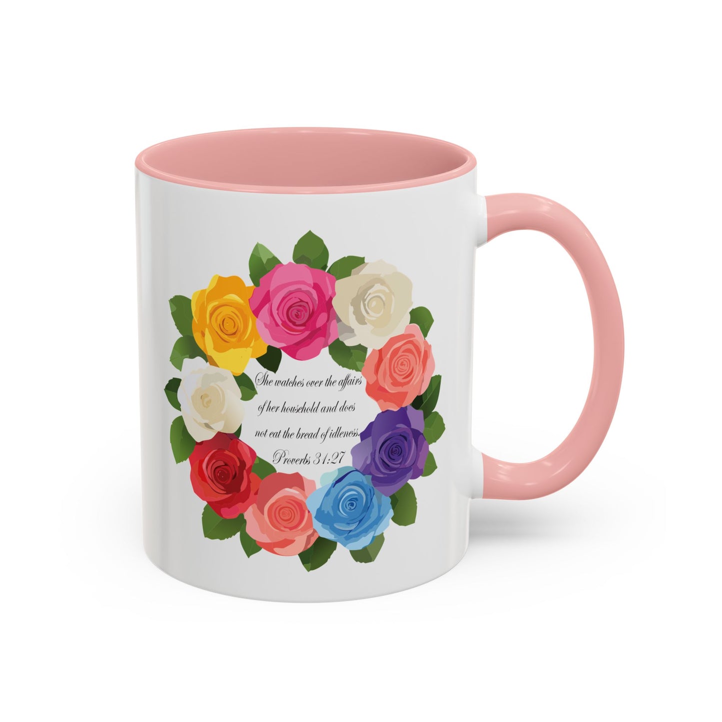 Inspirational Floral Coffee Mug for Mom- Proverbs 31:27