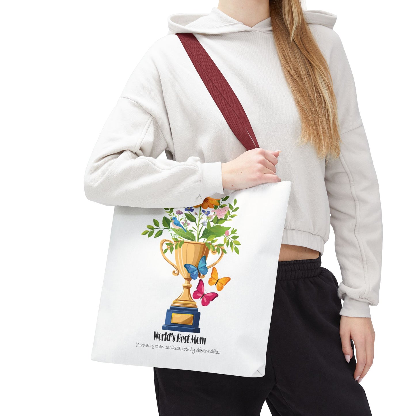 Floral Trophy Tote Bag - World's Best Mom Design